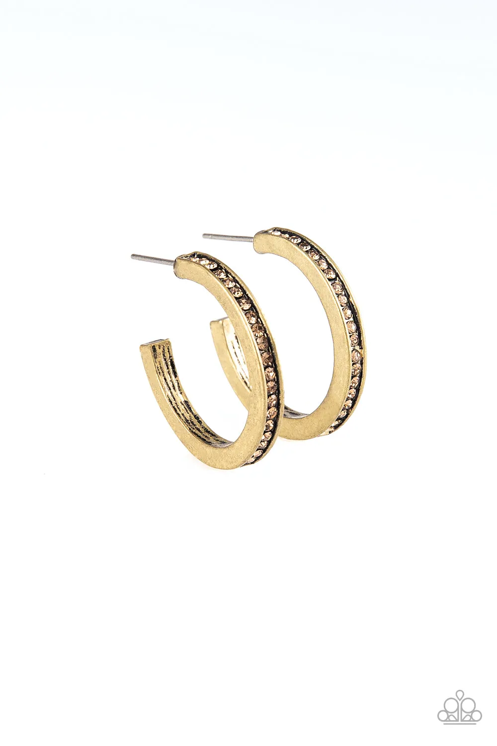 Paparazzi Accessories - Hoop Haven #E154 Peg - Brass Earrings