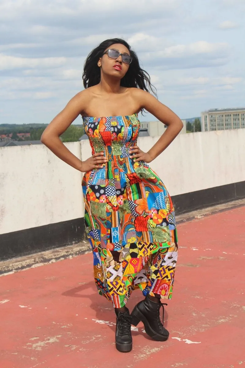 Patchwork Dress in Ankara Print - Festival Dress