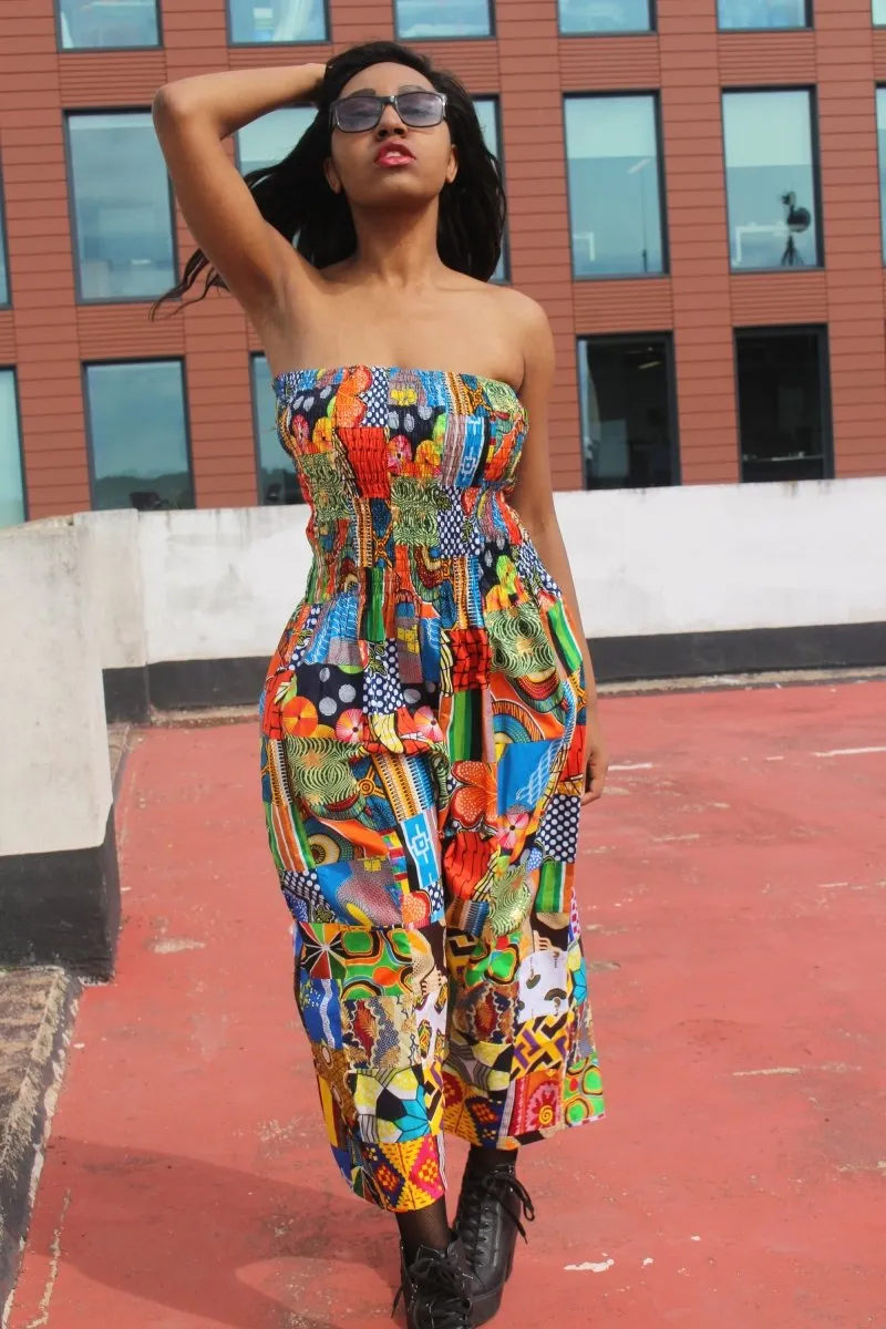 Patchwork Dress in Ankara Print - Festival Dress