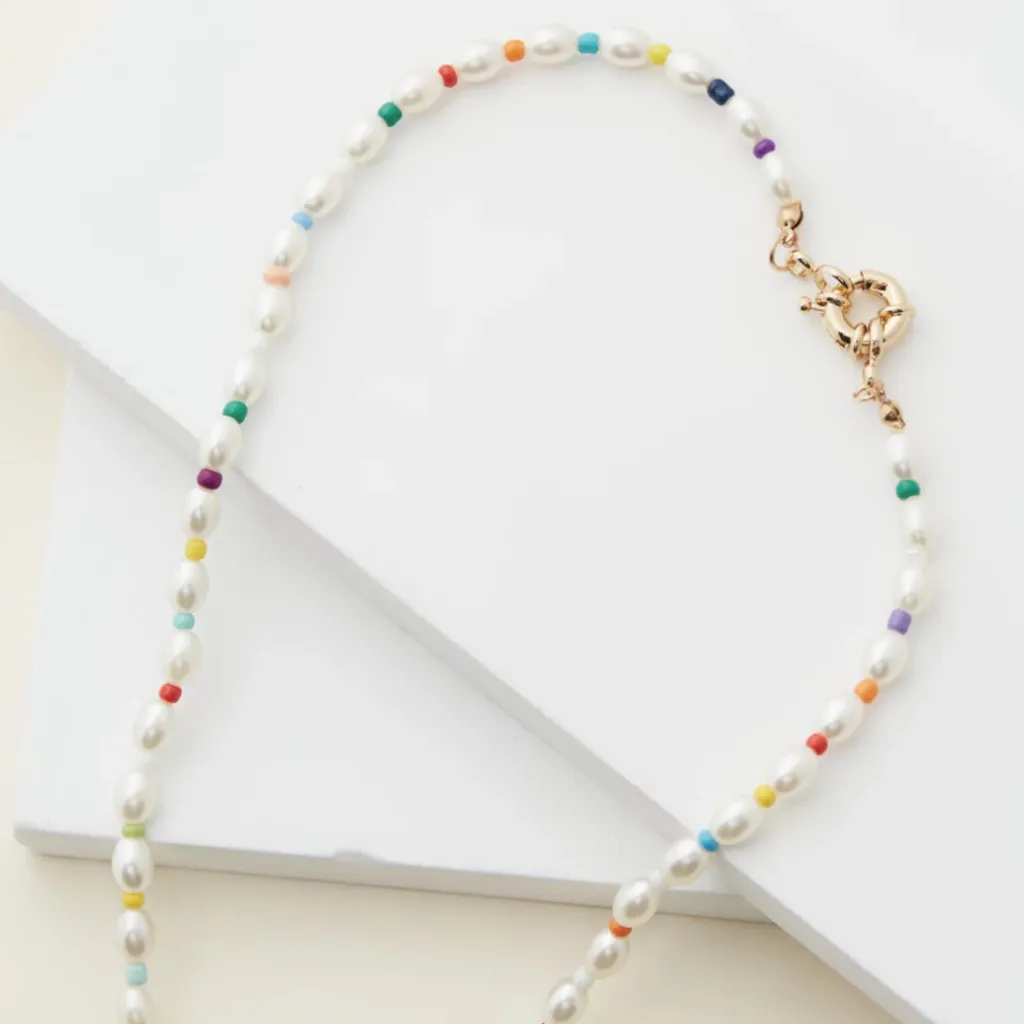 Pearl Bead Necklace - Rainbow