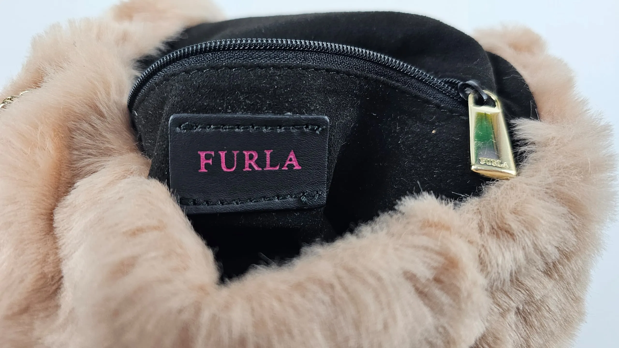 Pink Faux Fur Metropolis Crossbody Bag