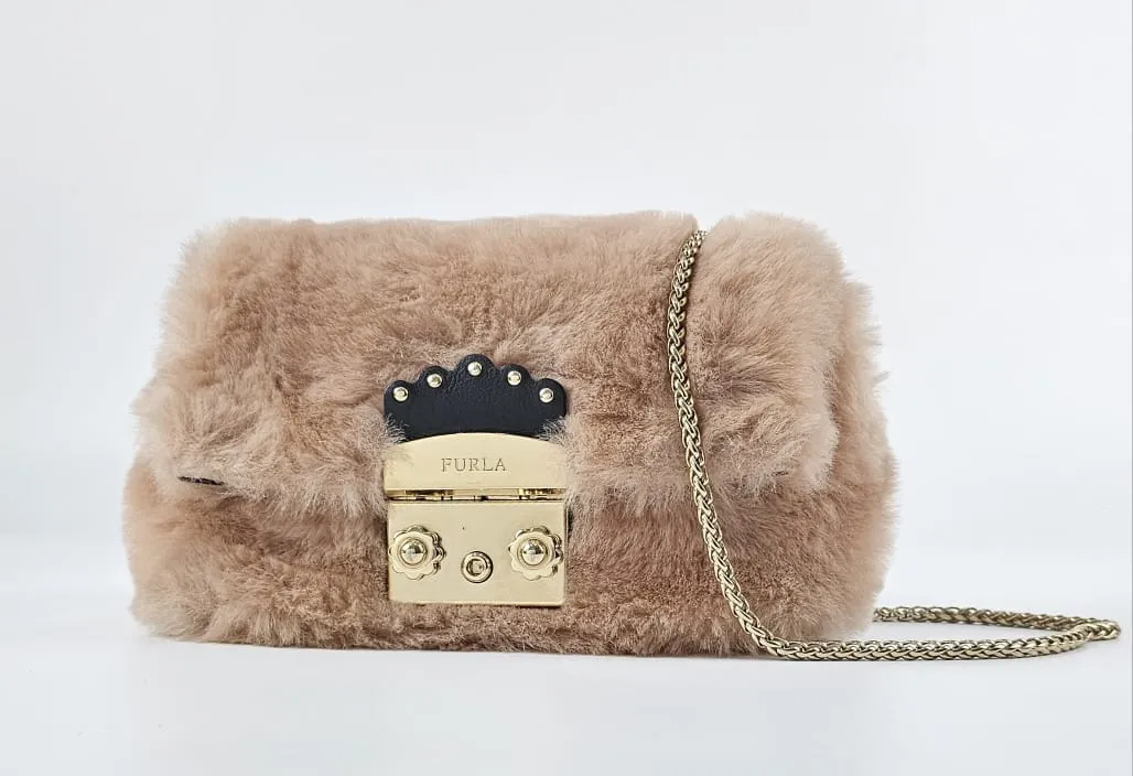 Pink Faux Fur Metropolis Crossbody Bag