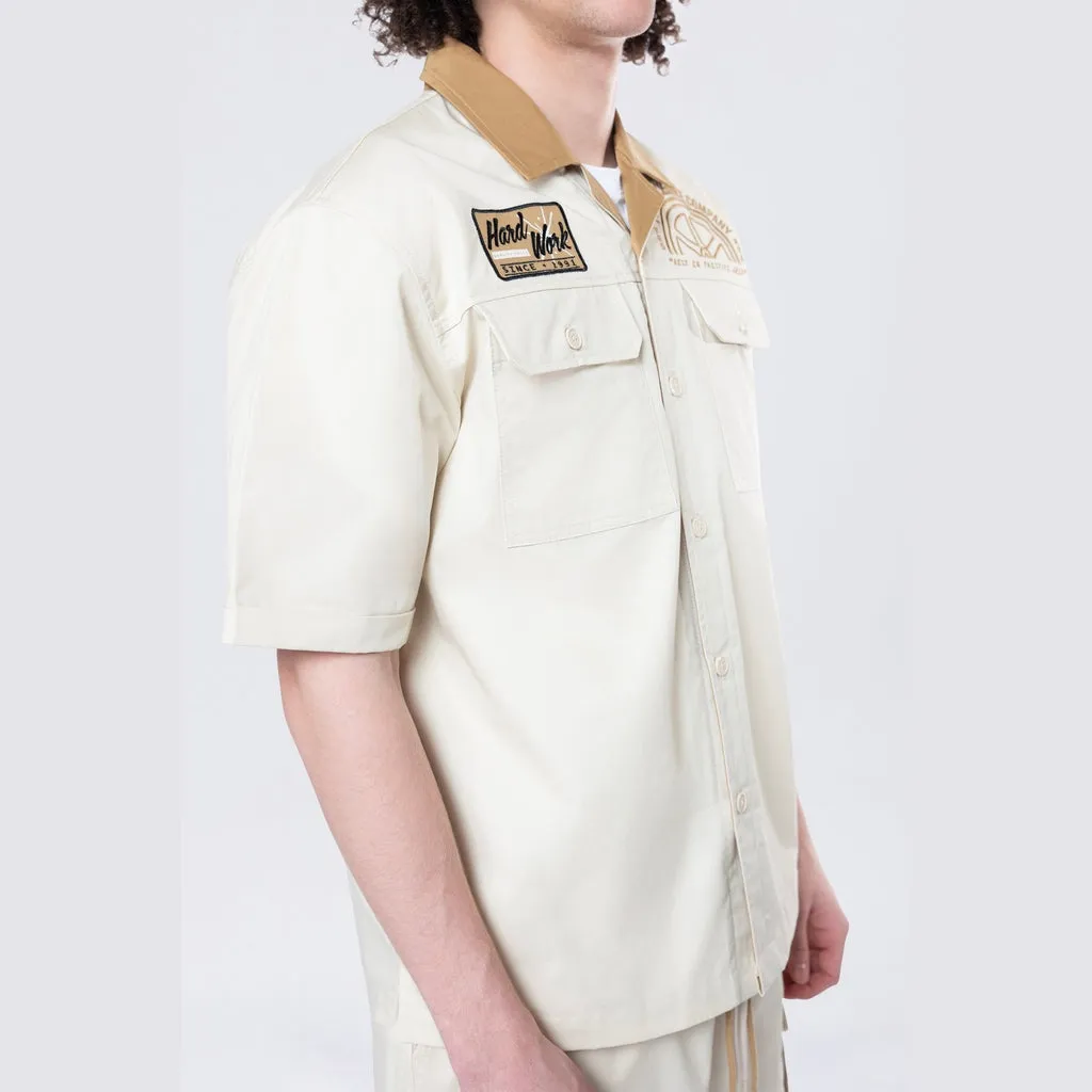 Pitstop S/S Buttondown Shirt - Ecru