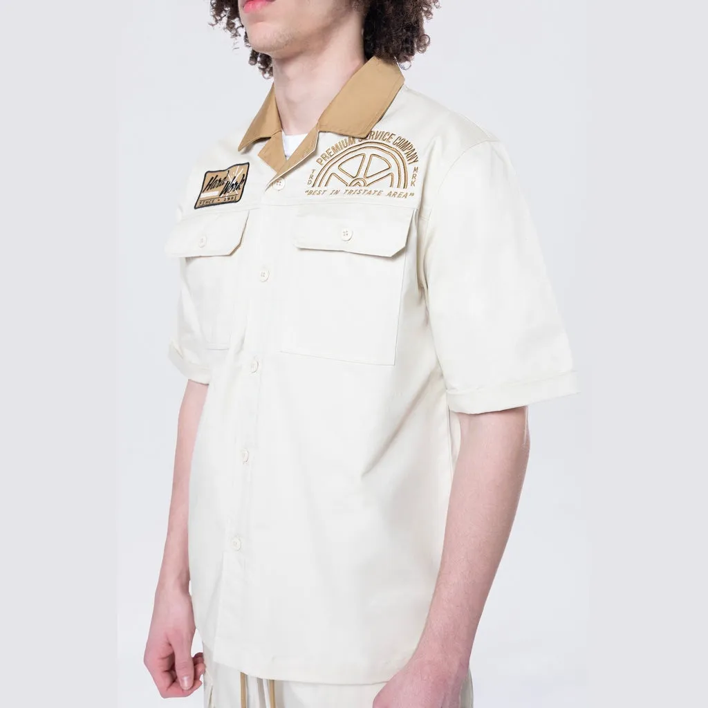 Pitstop S/S Buttondown Shirt - Ecru