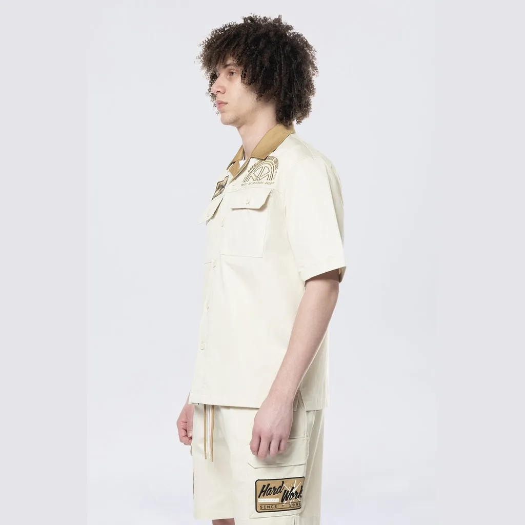 Pitstop S/S Buttondown Shirt - Ecru