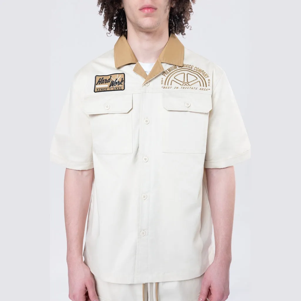 Pitstop S/S Buttondown Shirt - Ecru