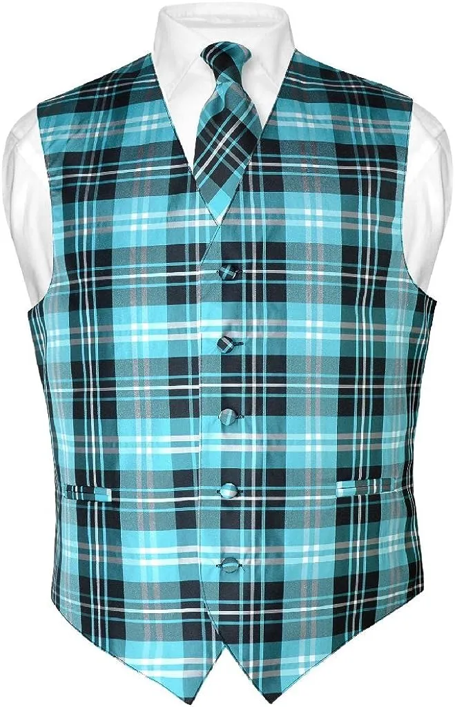 Plaid 2-Piece Vest and Tie Set