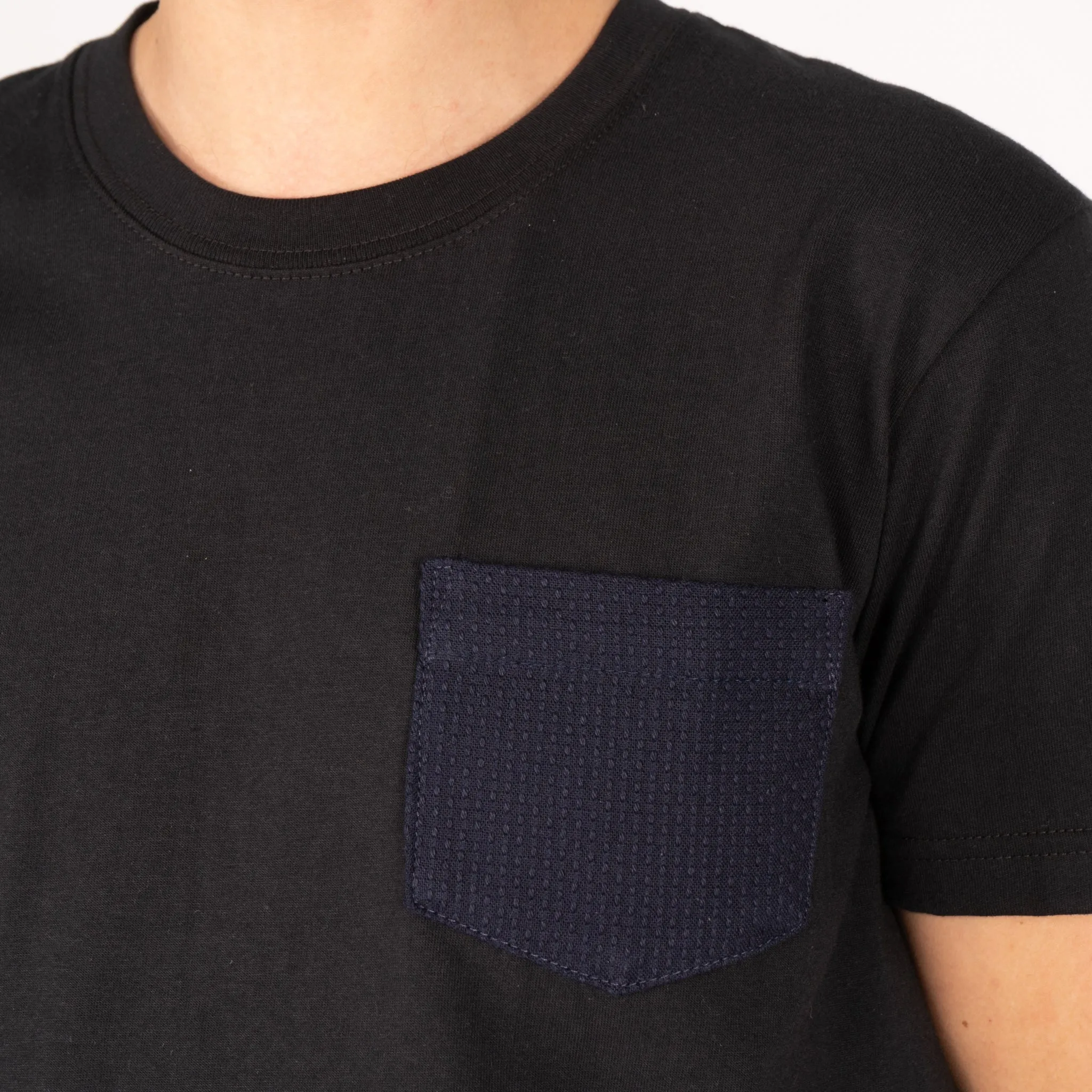 Pocket Tee - Black - Sashiko Double Gauze