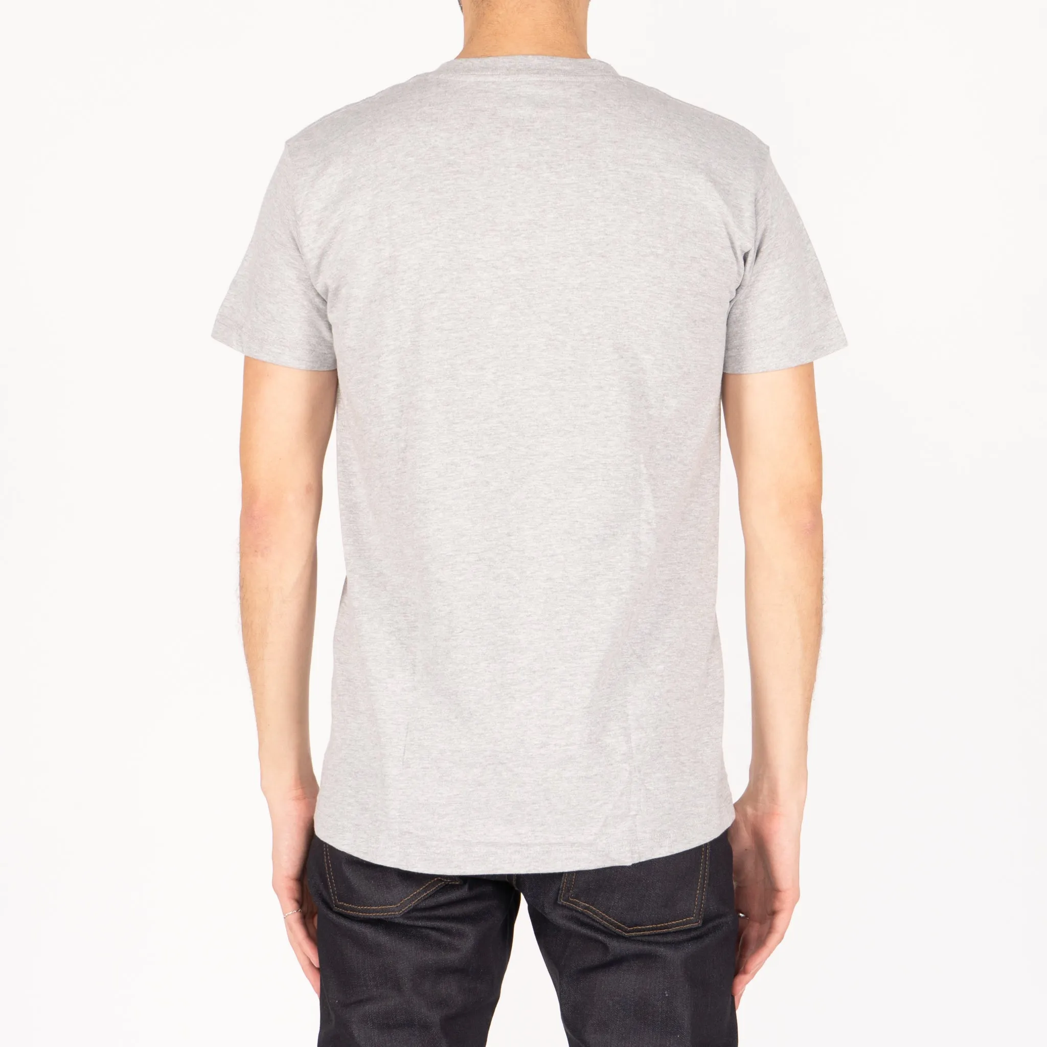 Pocket Tee - Heather Grey - Fruit Print - Cyan