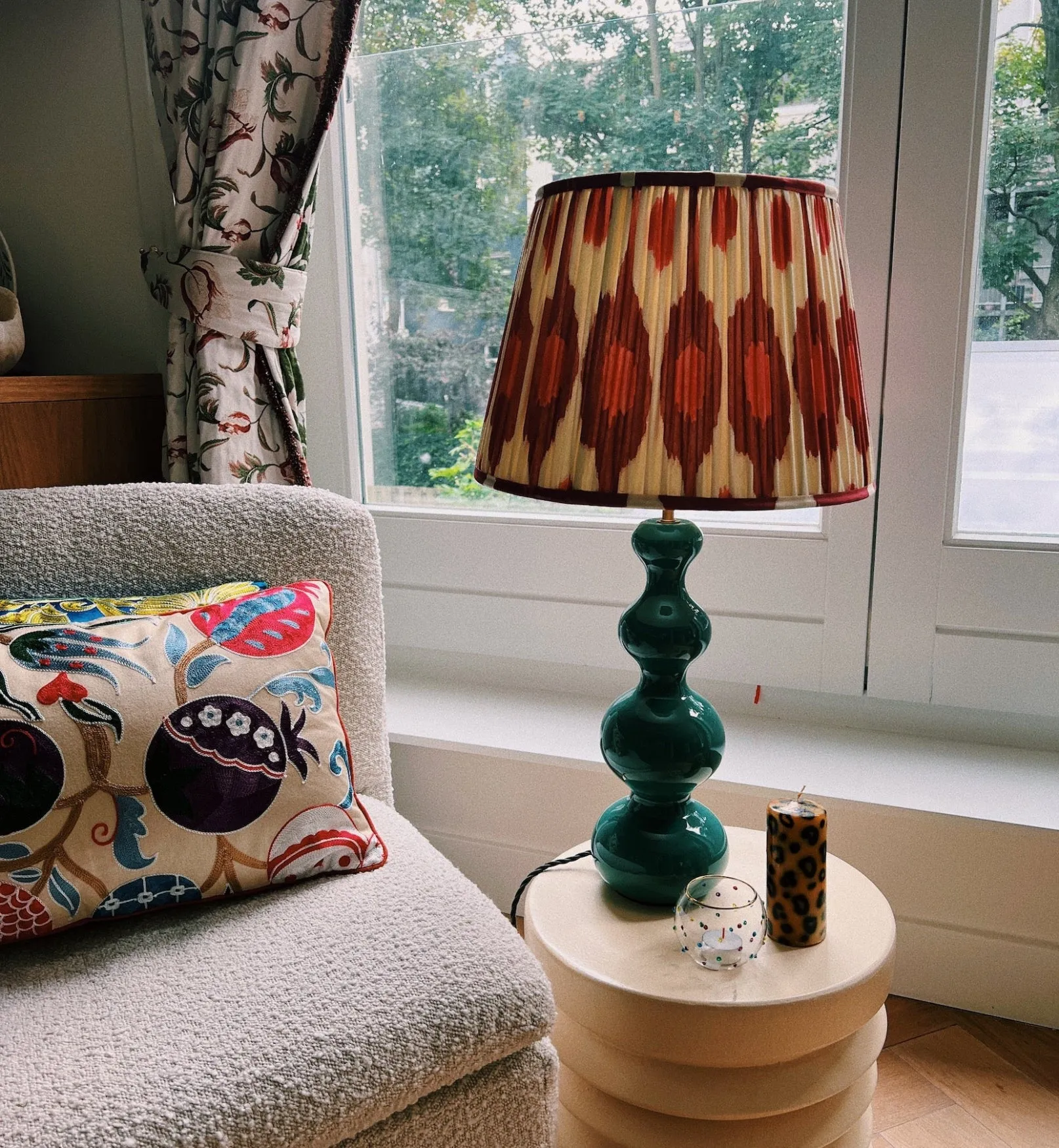 Pooky Pink Ikat Silk Lampshade