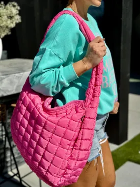 Quilted Carryall Bag (Bubblegum Pink)