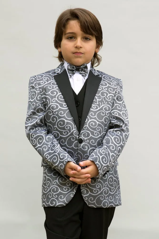 "Bellagio" Kids Silver Tuxedo 5-Piece Set