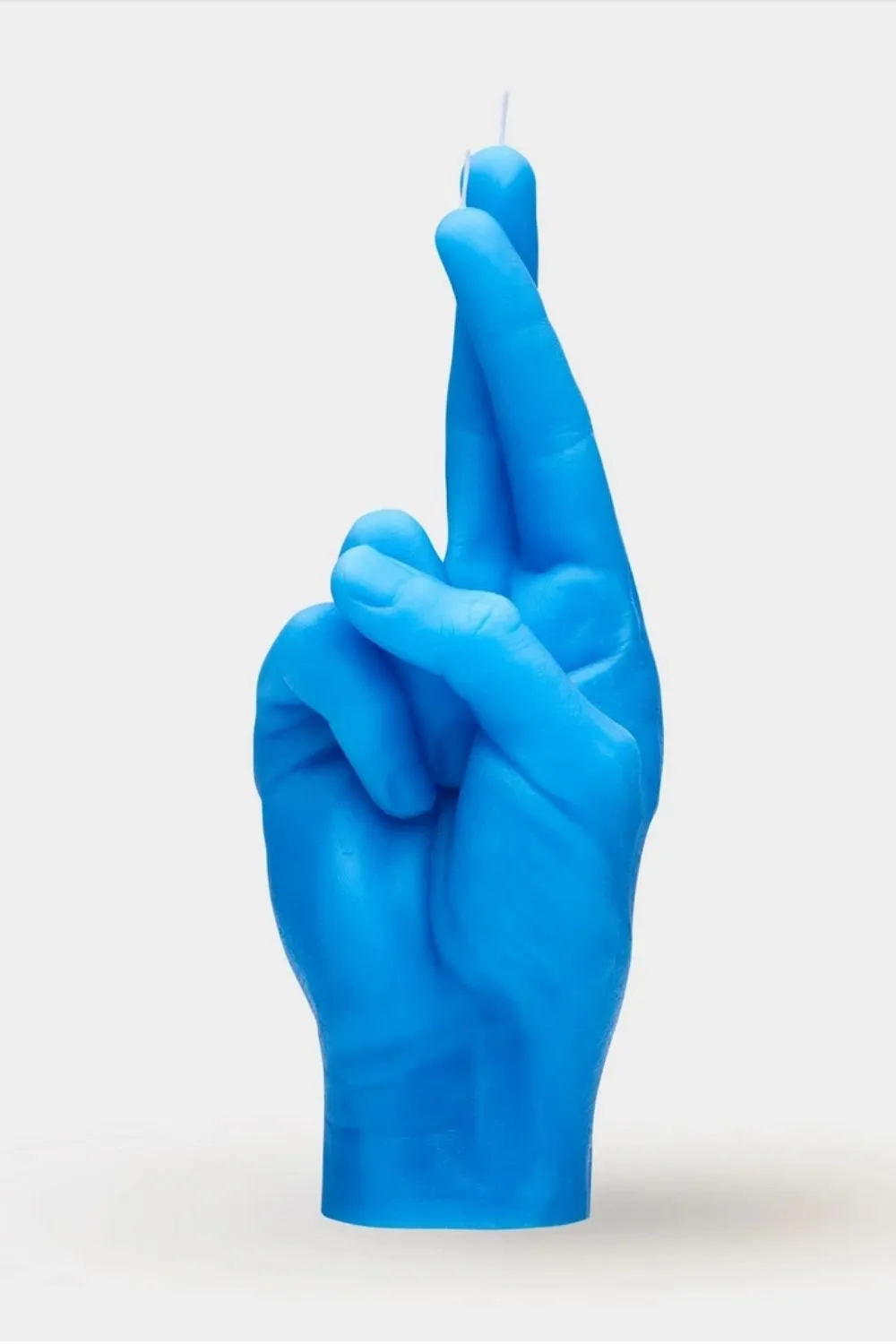 "CROSSED FINGERS" CANDLE HAND GESTURE BLUE