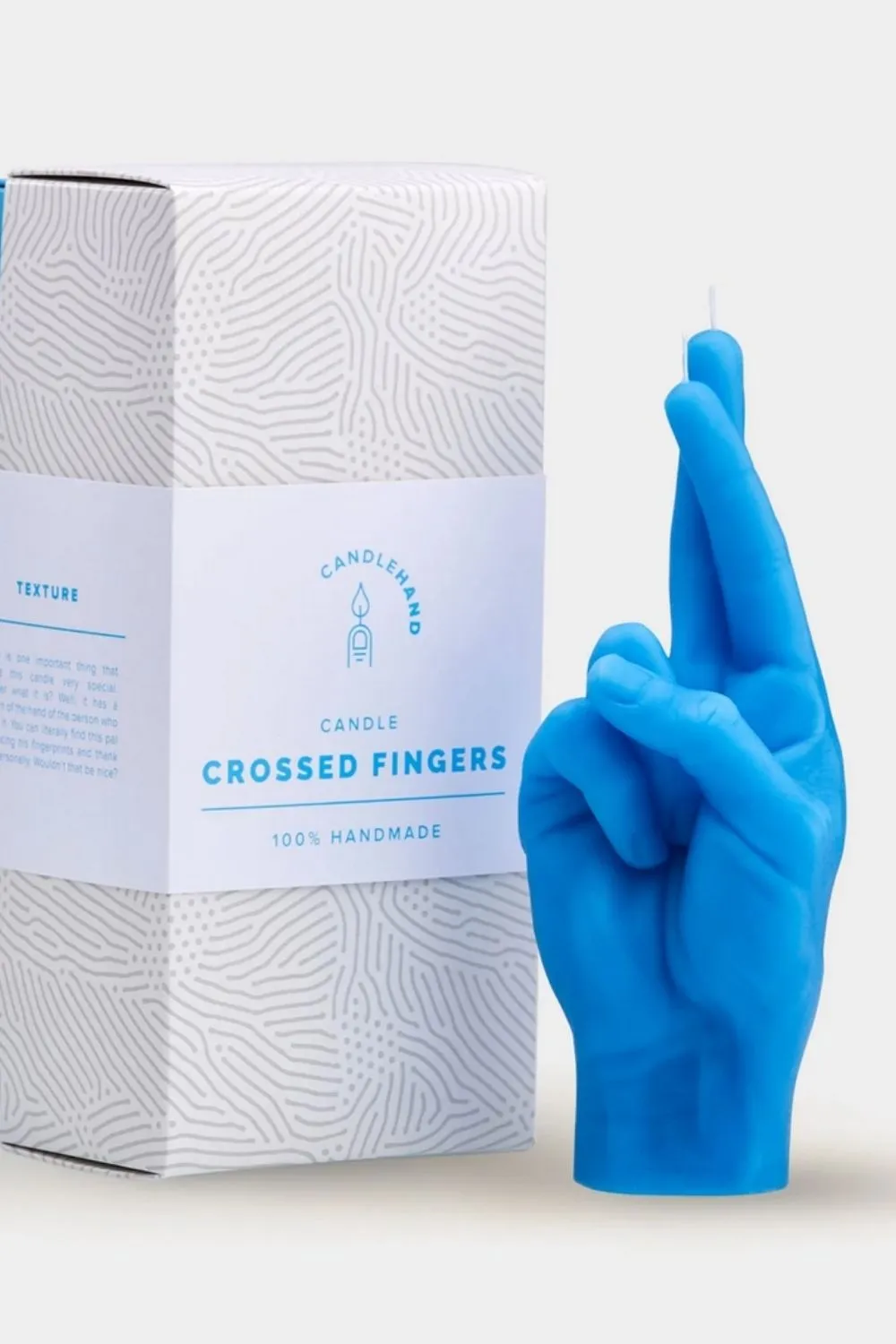 "CROSSED FINGERS" CANDLE HAND GESTURE BLUE