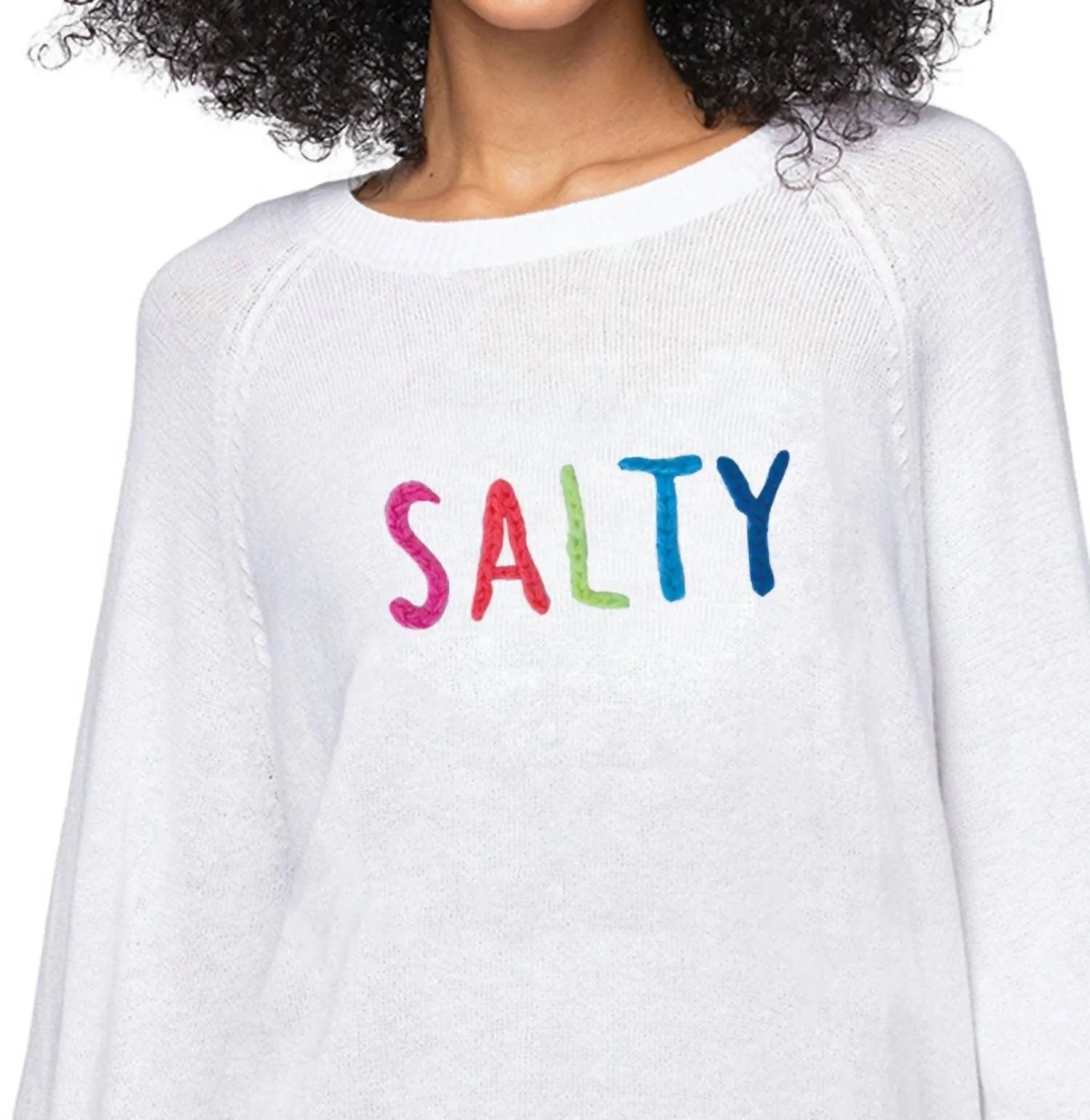 "salty" Embroidered Sweater In White