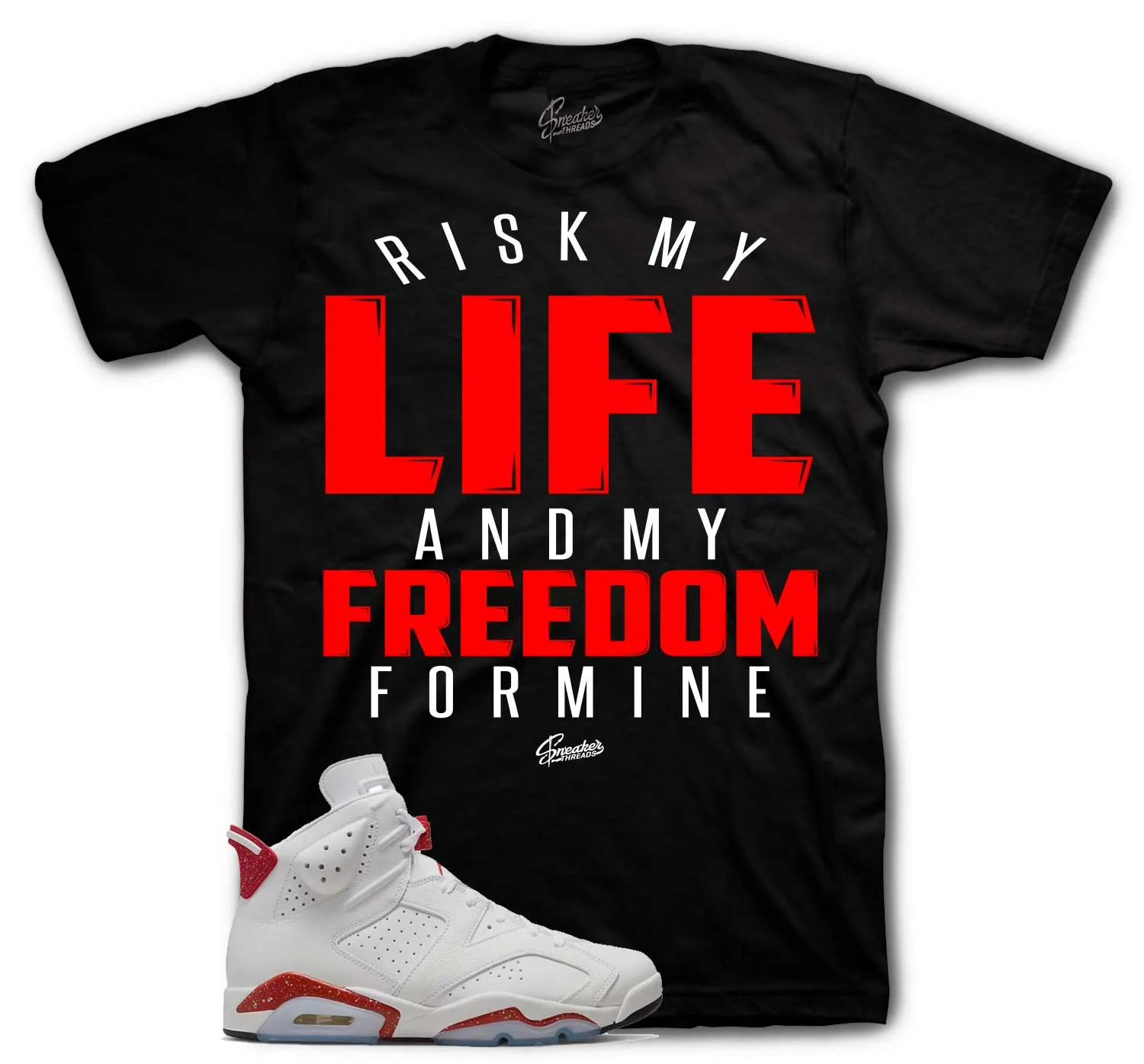 Retro 6 Red Cement Shirt - My Life - Black