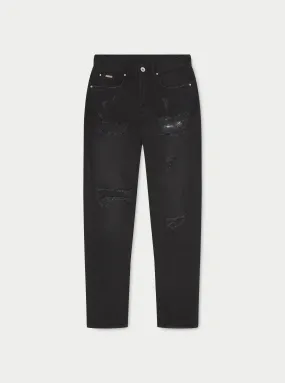 RIP AND REPAIR STACKED JEANS - BLACK WASH