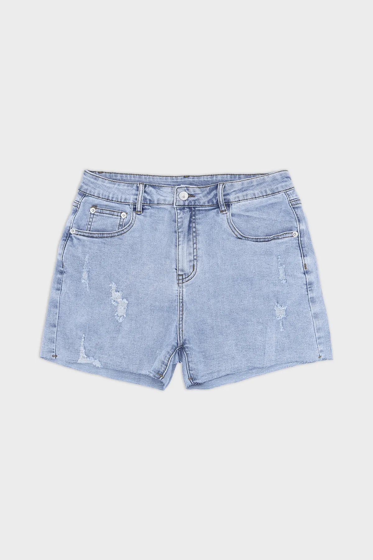 Rockstar Raw Cut 2.5" Denim Short Shorts - Capri Blue