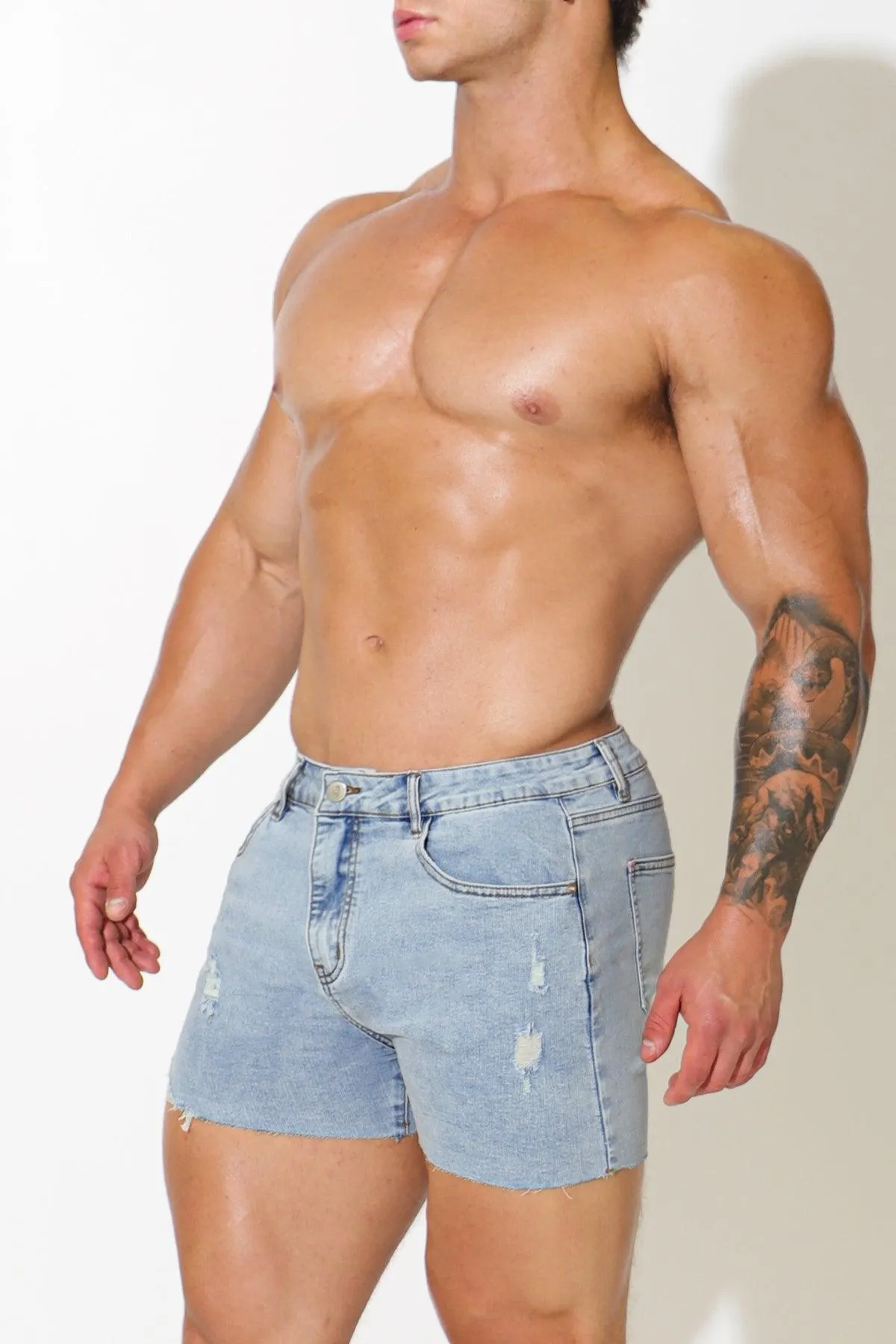 Rockstar Raw Cut 2.5" Denim Short Shorts - Capri Blue