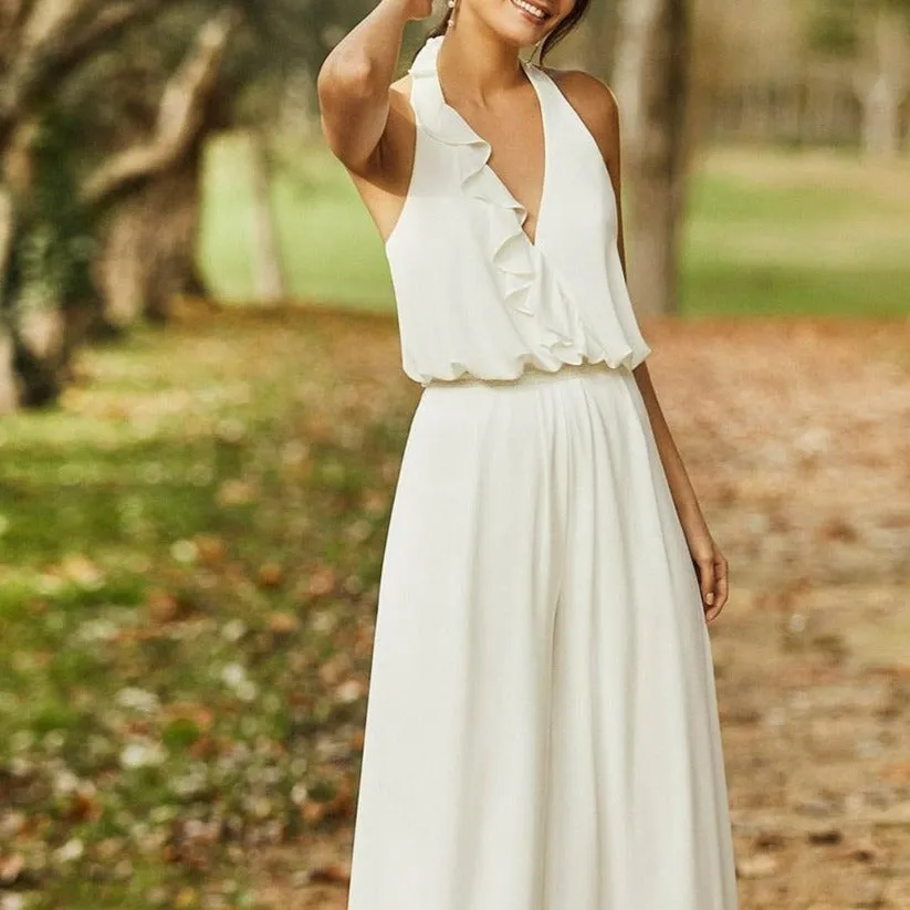 Rustic Halter Wedding Jumpsuit