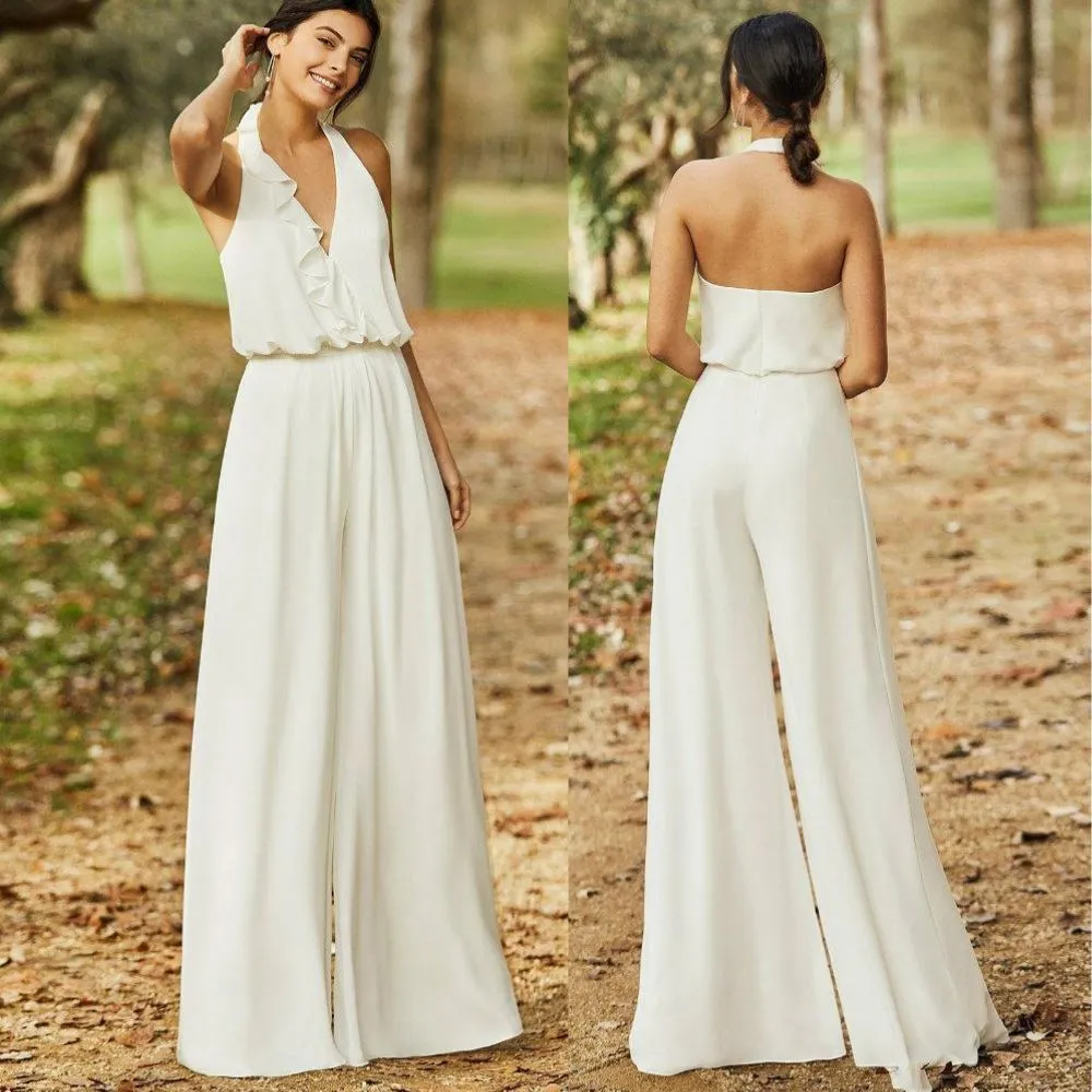 Rustic Halter Wedding Jumpsuit