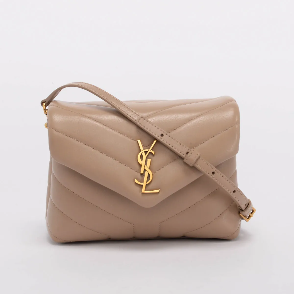 Saint Laurent Dark Beige Calfskin Toy Loulou Flap Bag