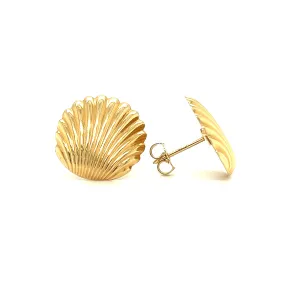 Scallop Post Earrings in 14K Yellow Gold