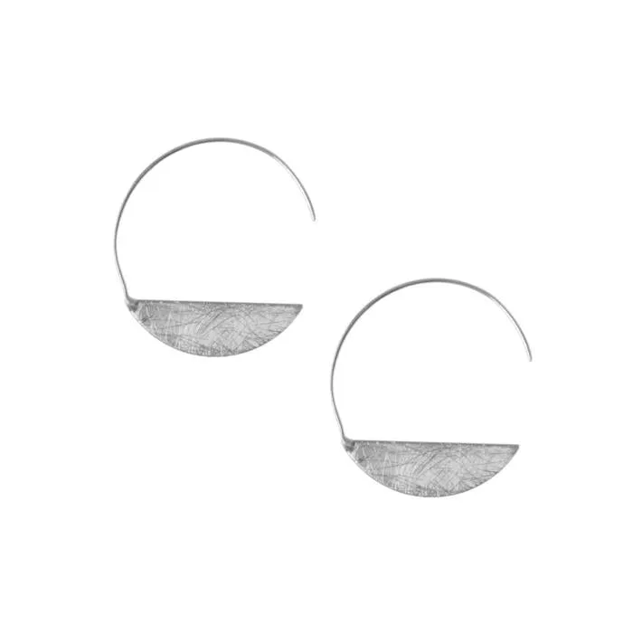 Scratched Threader Moon Earrings