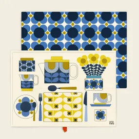 Set of 2 Tea Towels - Atomic Flower Navy