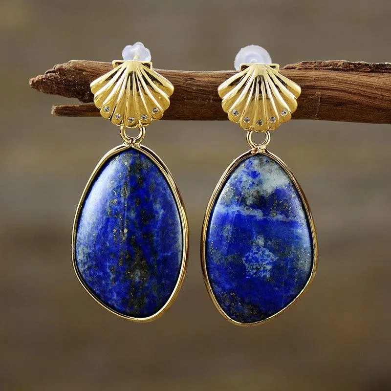 Shells Lapis Lazuli Drop Earrings