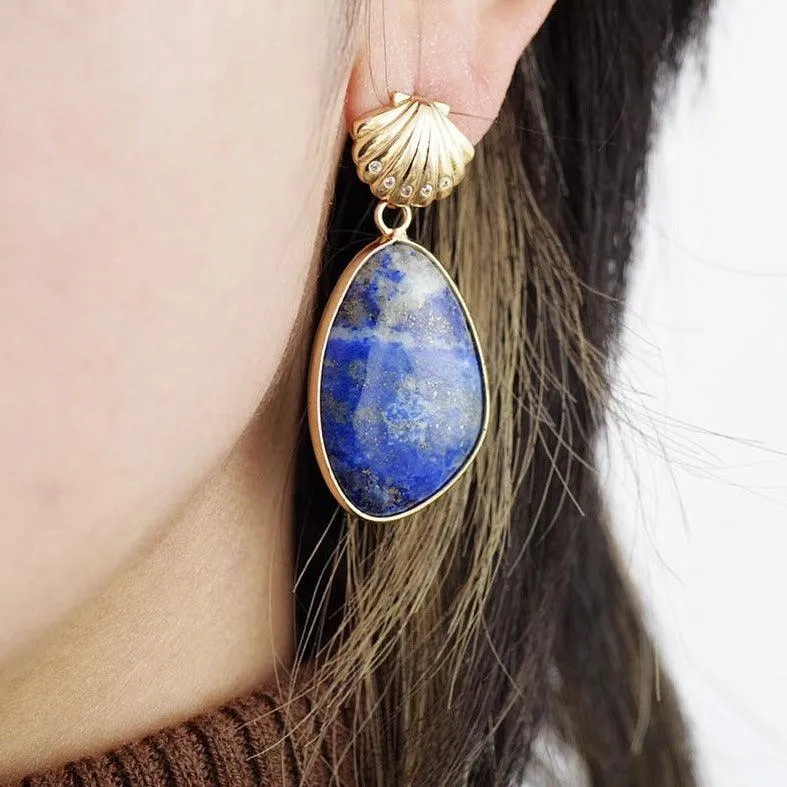 Shells Lapis Lazuli Drop Earrings