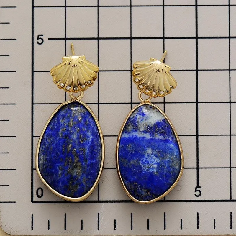 Shells Lapis Lazuli Drop Earrings