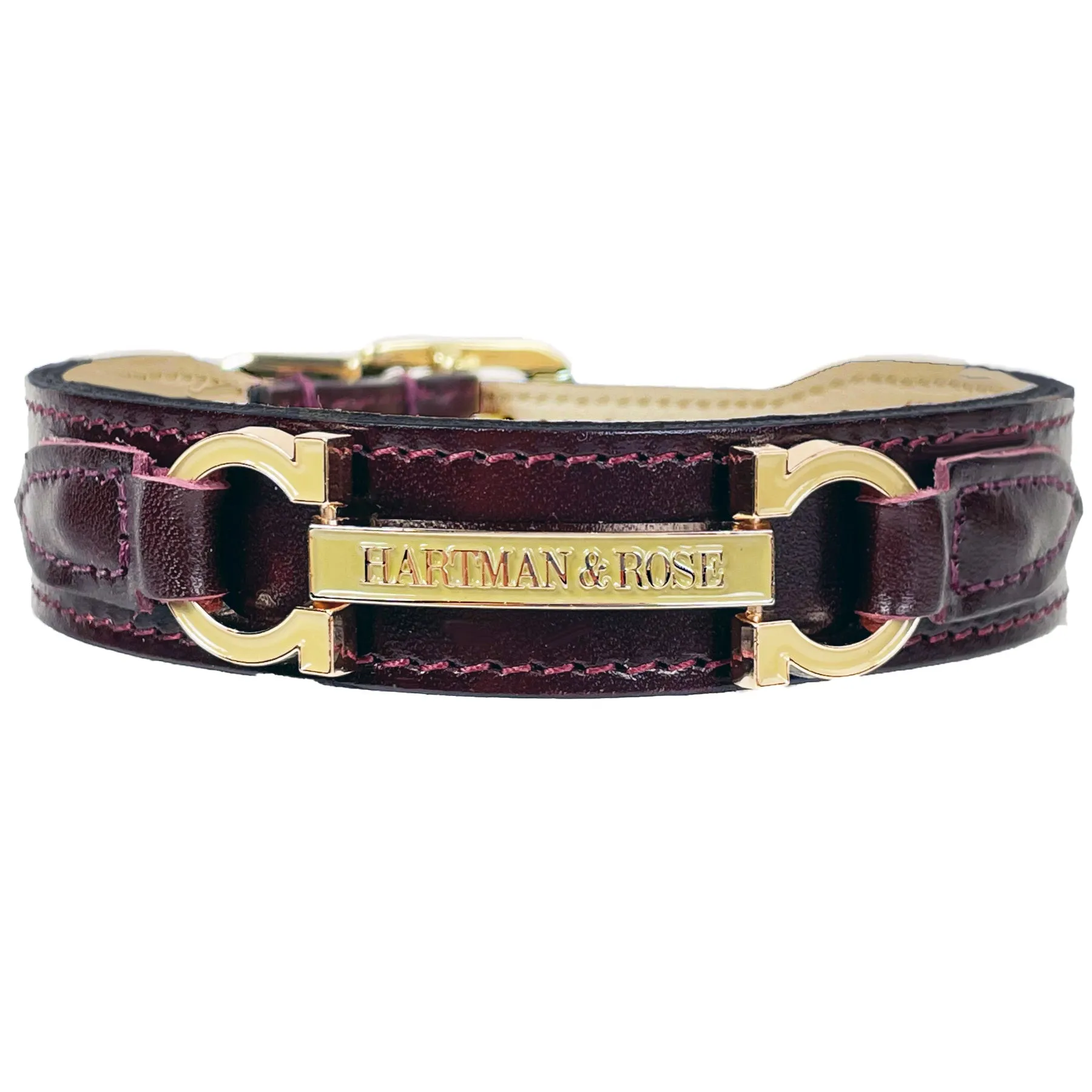 Signature Dog Collar in Bordeaux & Gold