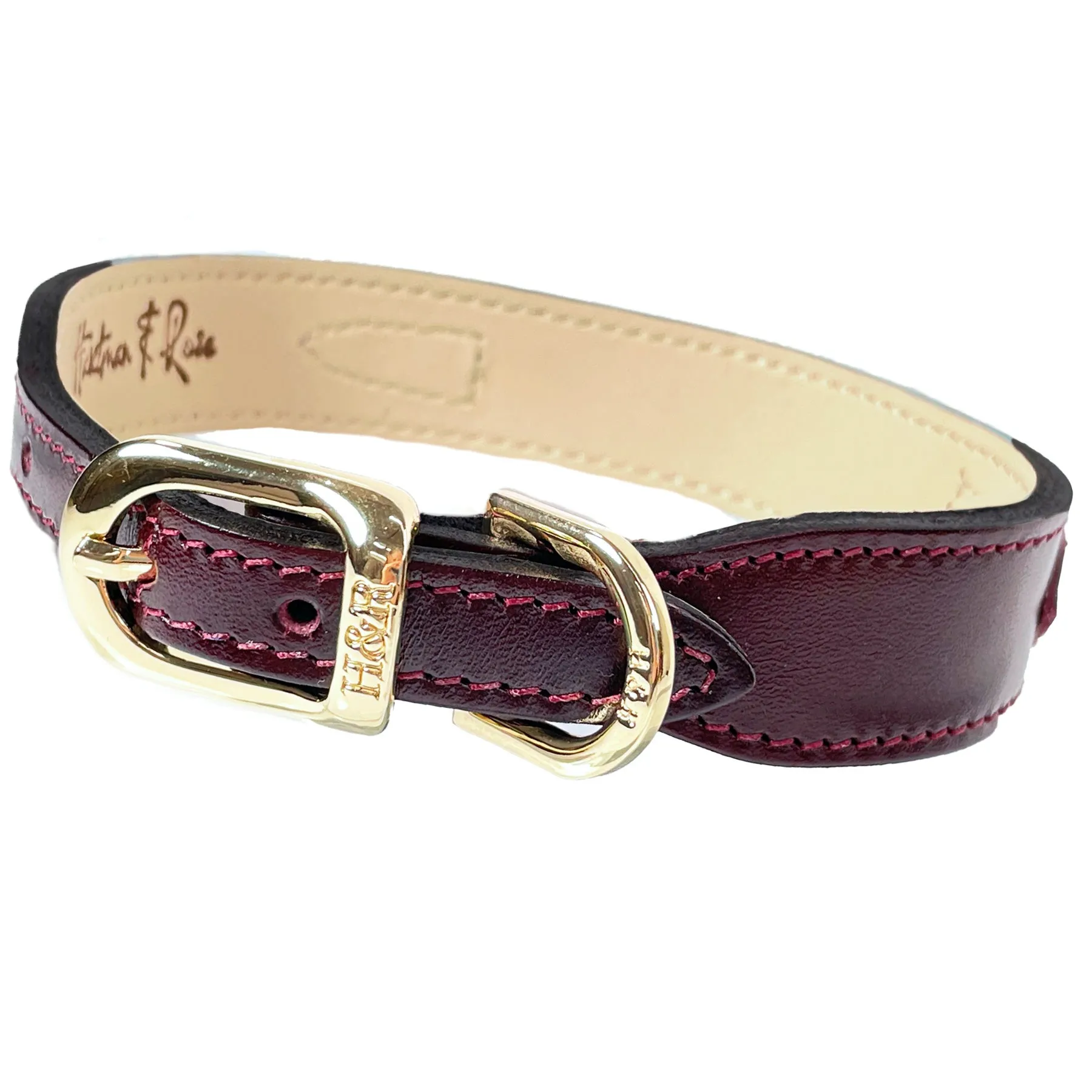 Signature Dog Collar in Bordeaux & Gold