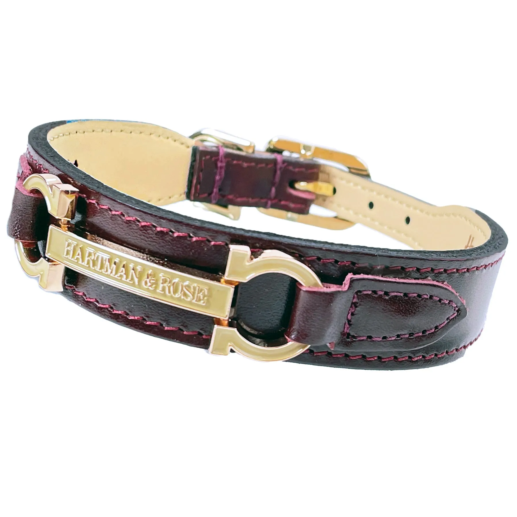 Signature Dog Collar in Bordeaux & Gold