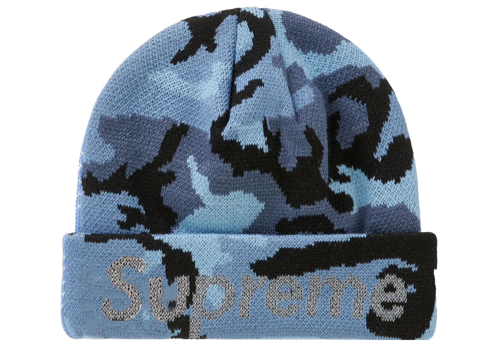 Supreme New Era Split Beanie Blue