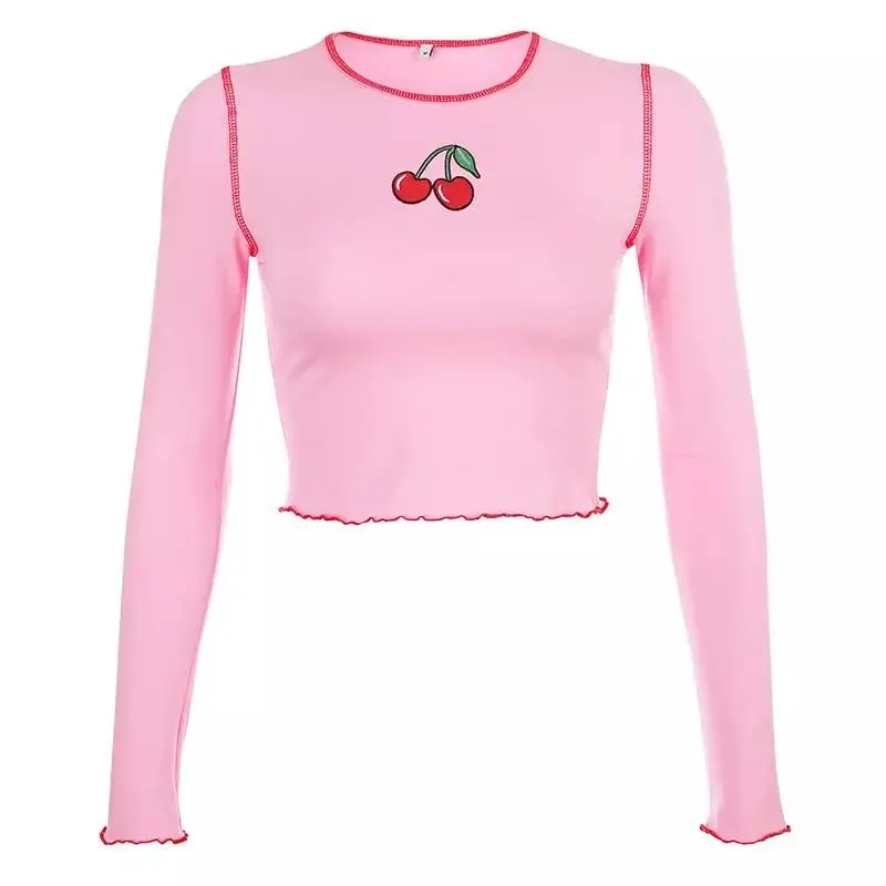 Sweet Cherry Sleeved Crop Top 🍒💕