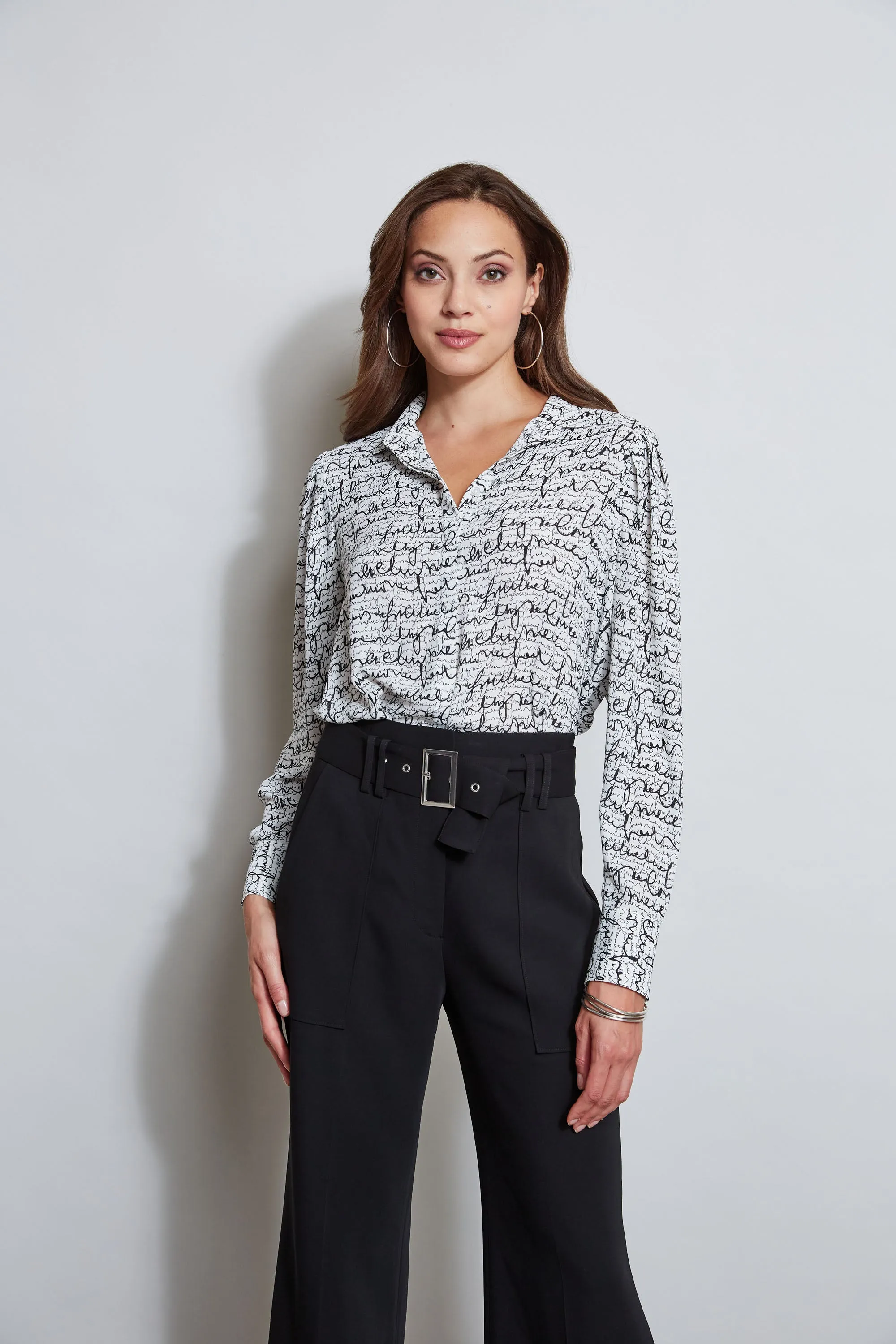 T-Tahari Scribble Button Down Shirt