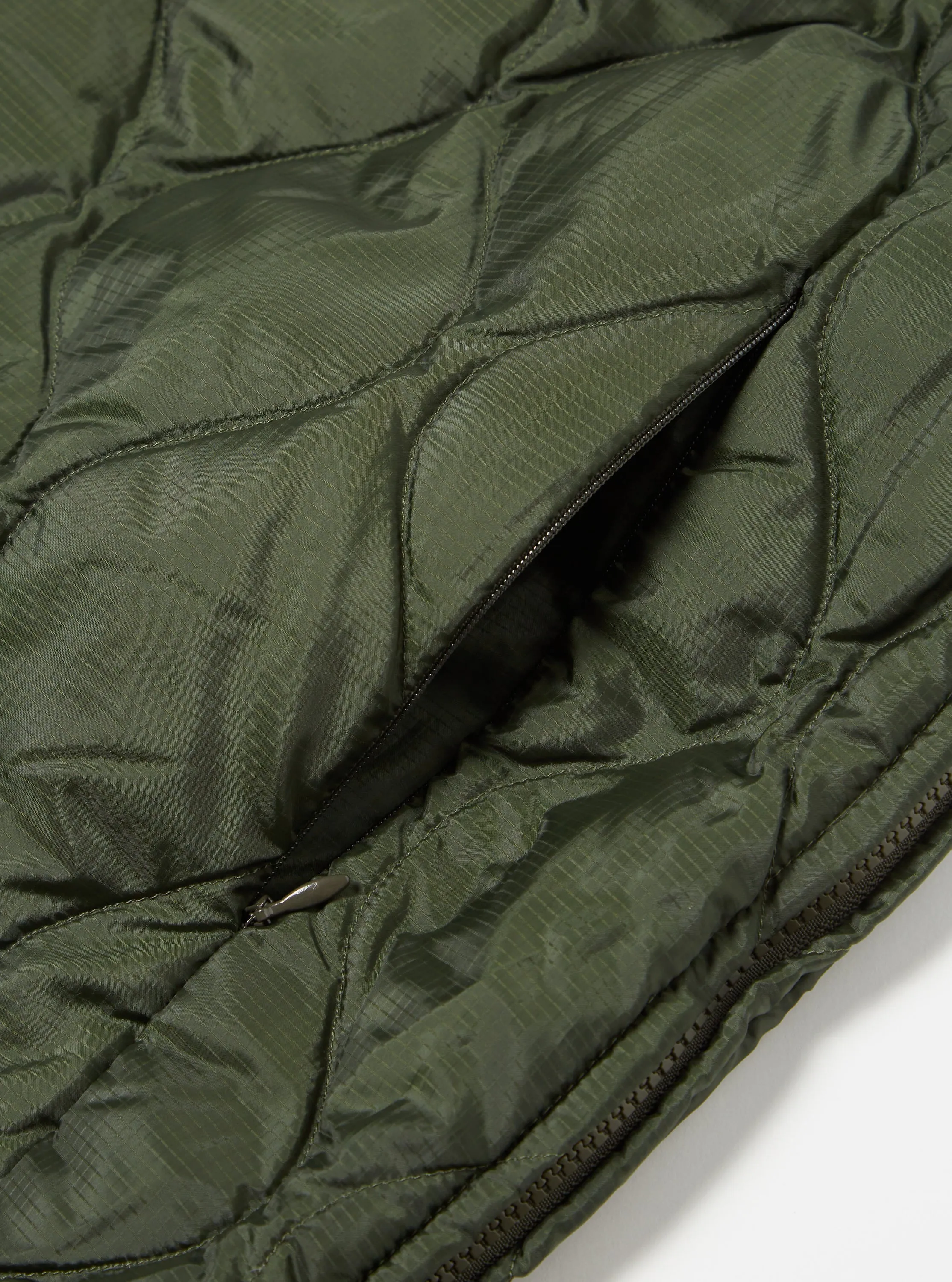 Taion by F/CE. Packable Inner Down Jacket in Olive Nylon Ripstop/Duck Down