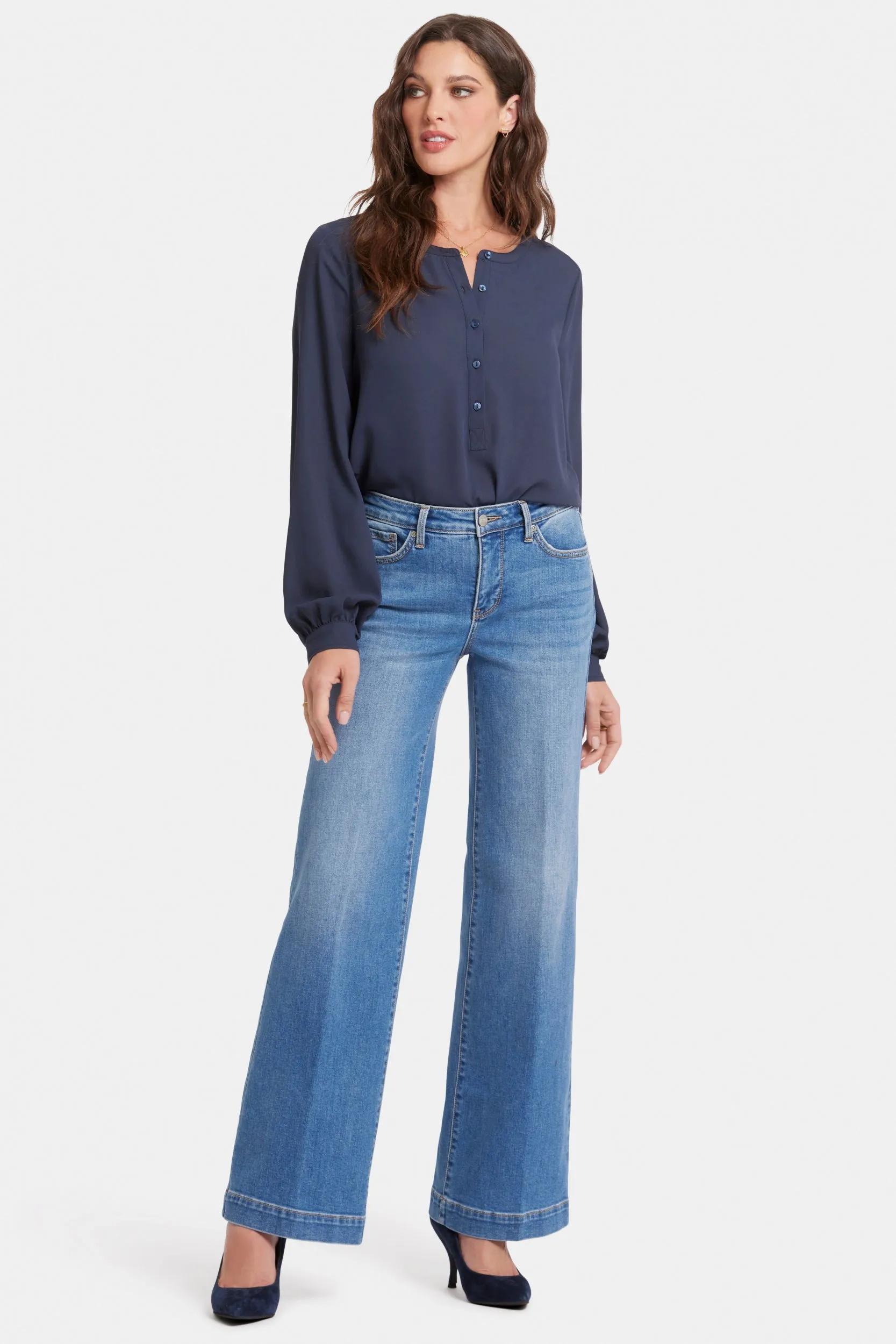 Teresa Wide Leg Jeans Medium Blue Premium Denim | Water Canyon