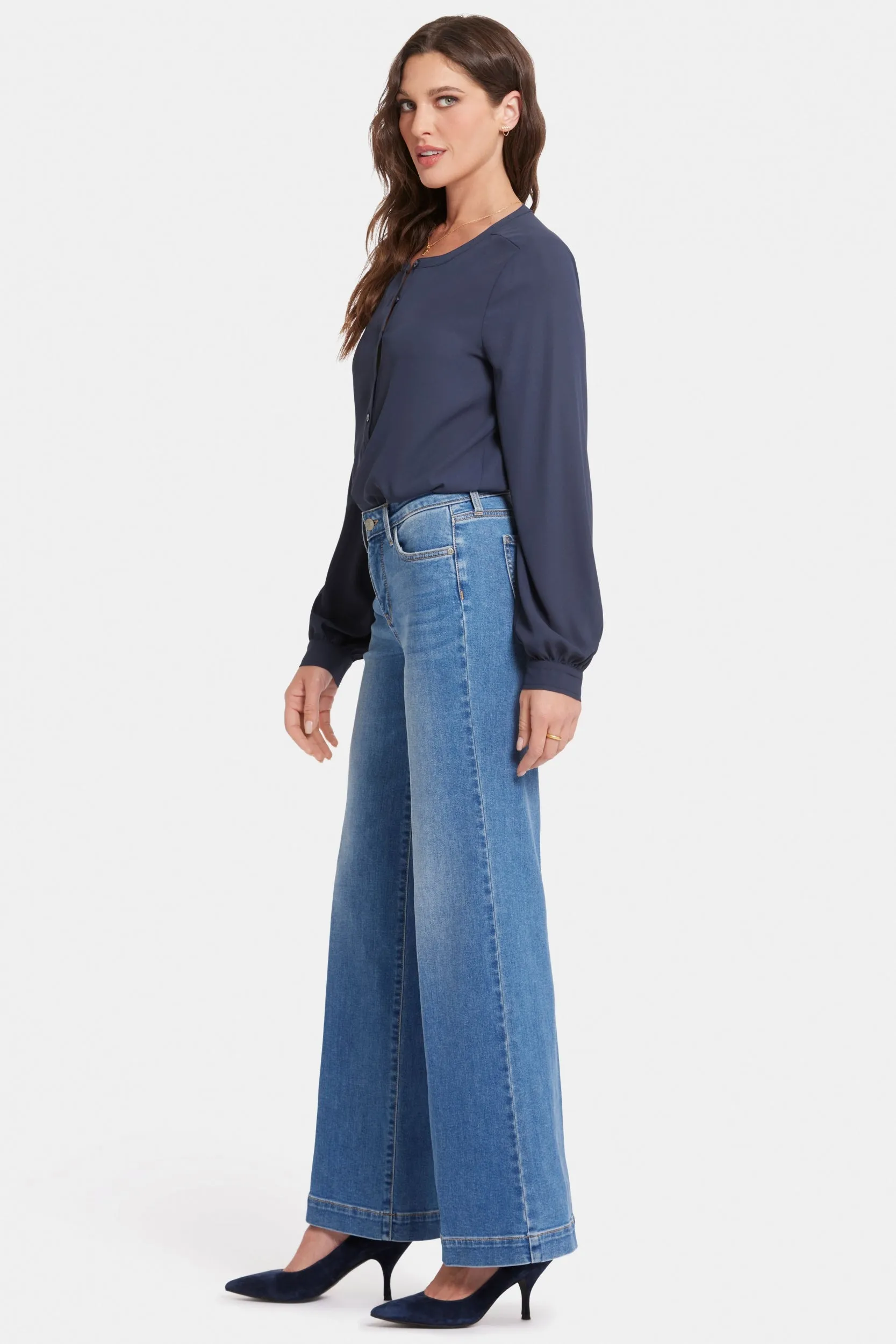 Teresa Wide Leg Jeans Medium Blue Premium Denim | Water Canyon