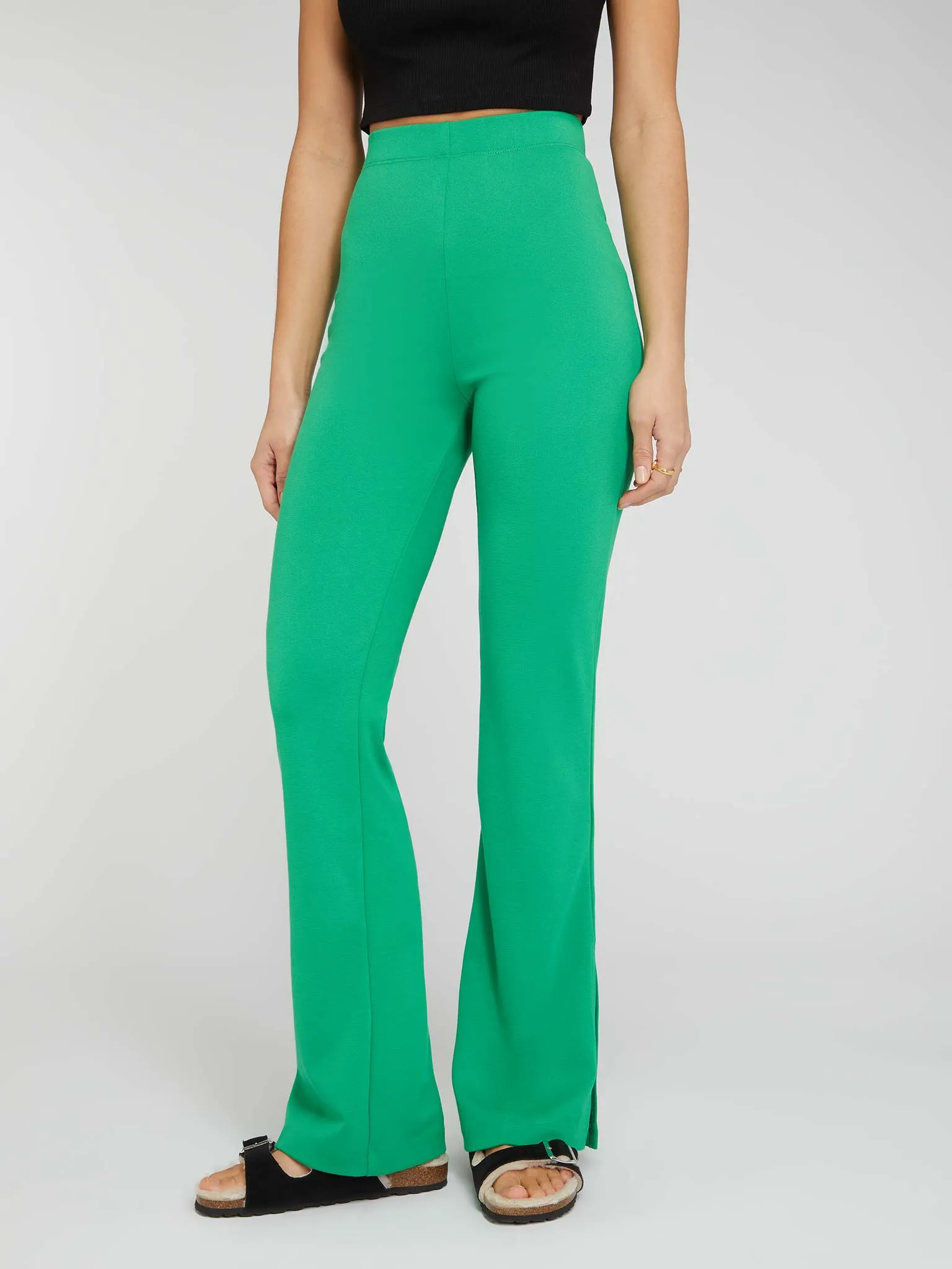 Thallo Flare Trousers in Grass Green