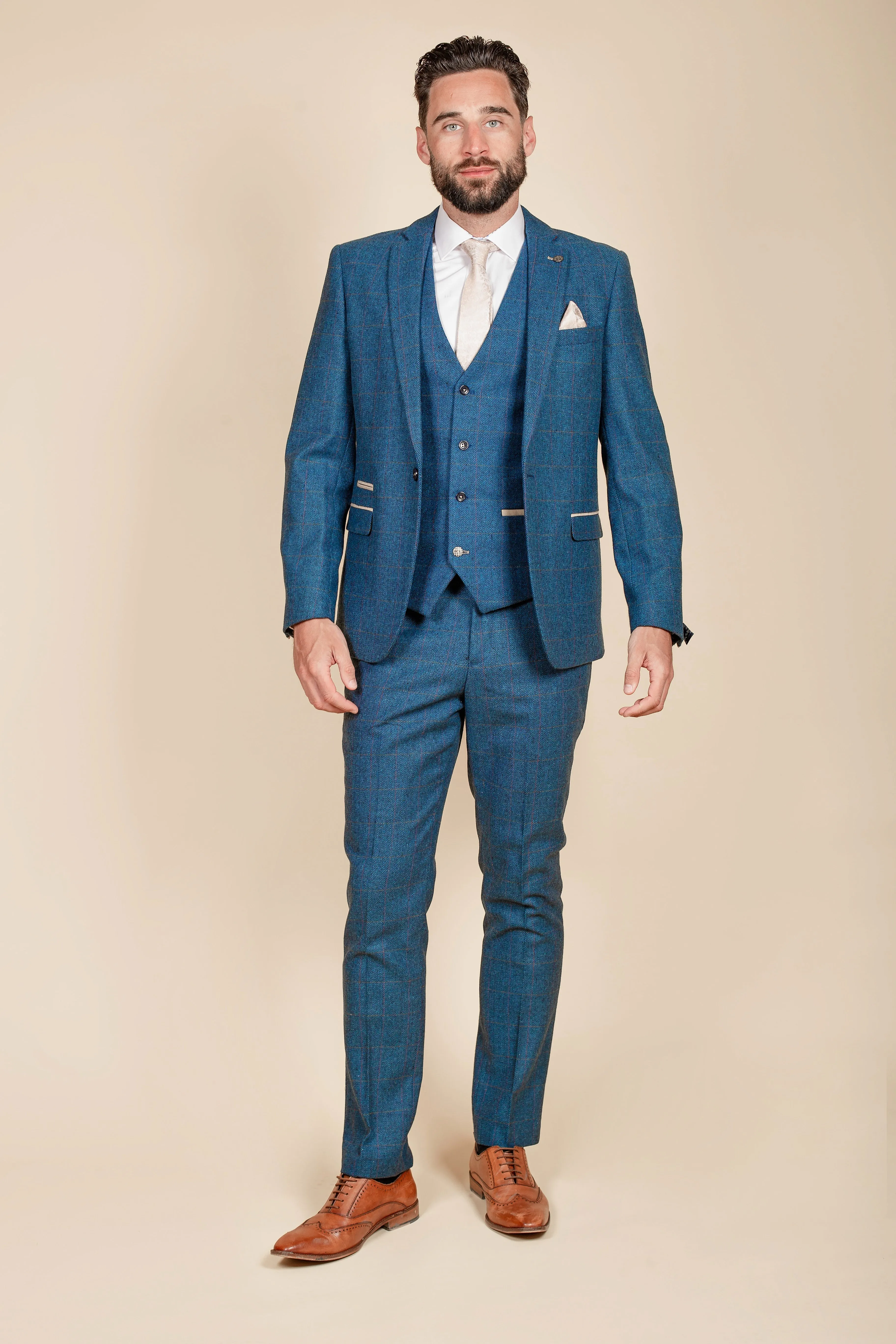 The Everton Collection | DION Blue Tweed Suit With Kelvin Waistcoat Team Suit