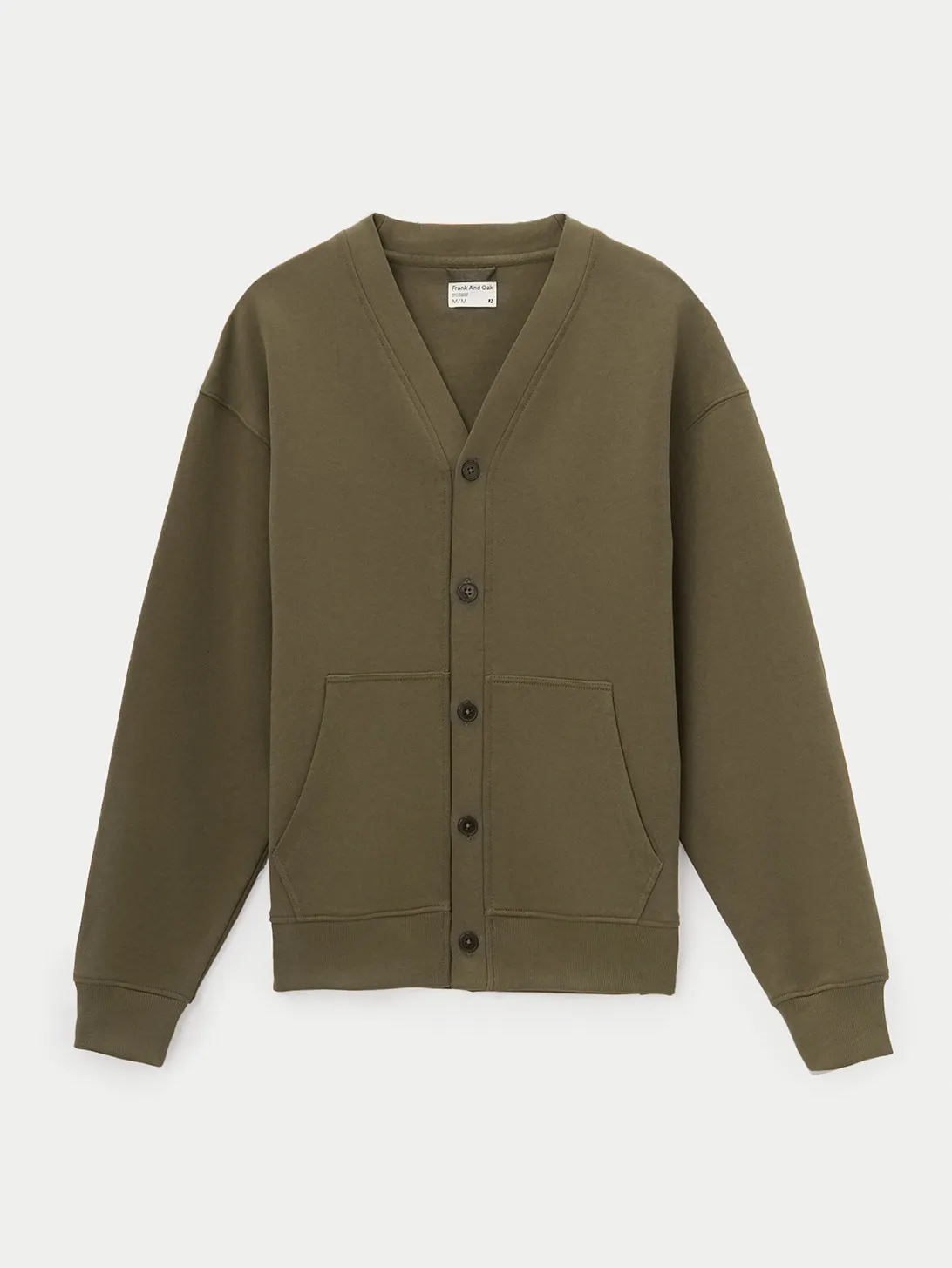 The French Terry V-Neck Cardigan in Tuscany Green