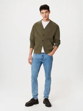 The French Terry V-Neck Cardigan in Tuscany Green