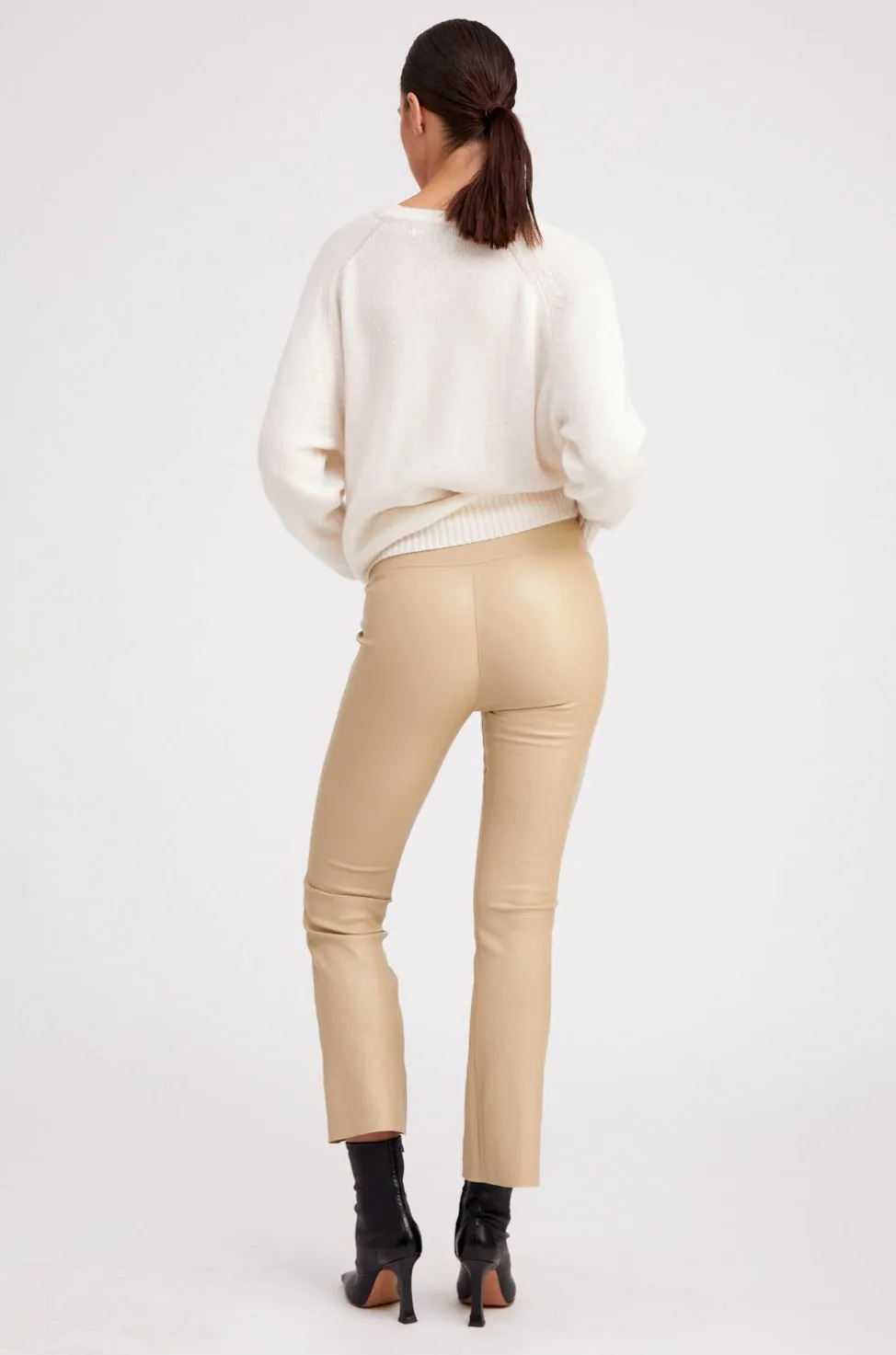 Travertine Leather Ankle Flare Leggings