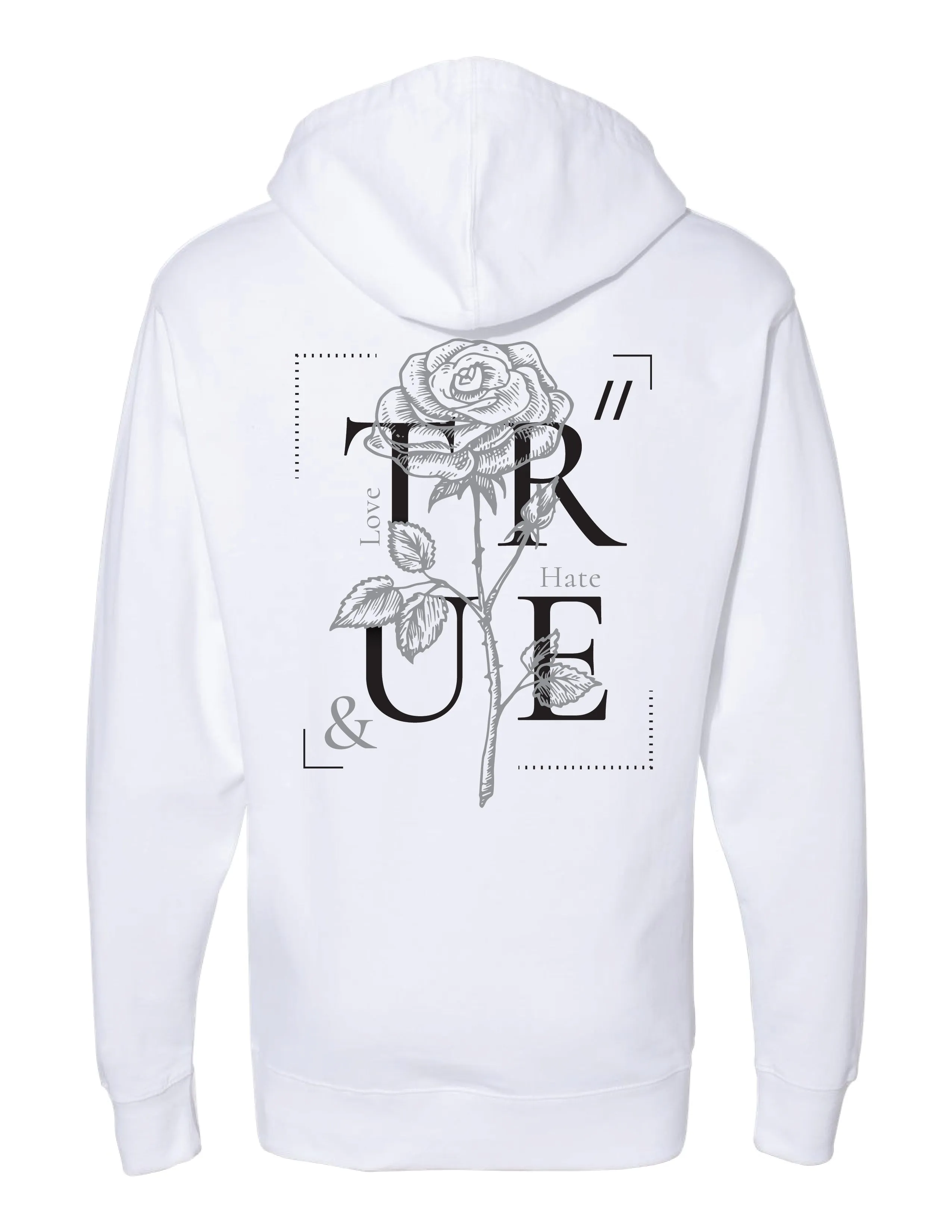 True Love and Hate White Premium Midweight Hoodie