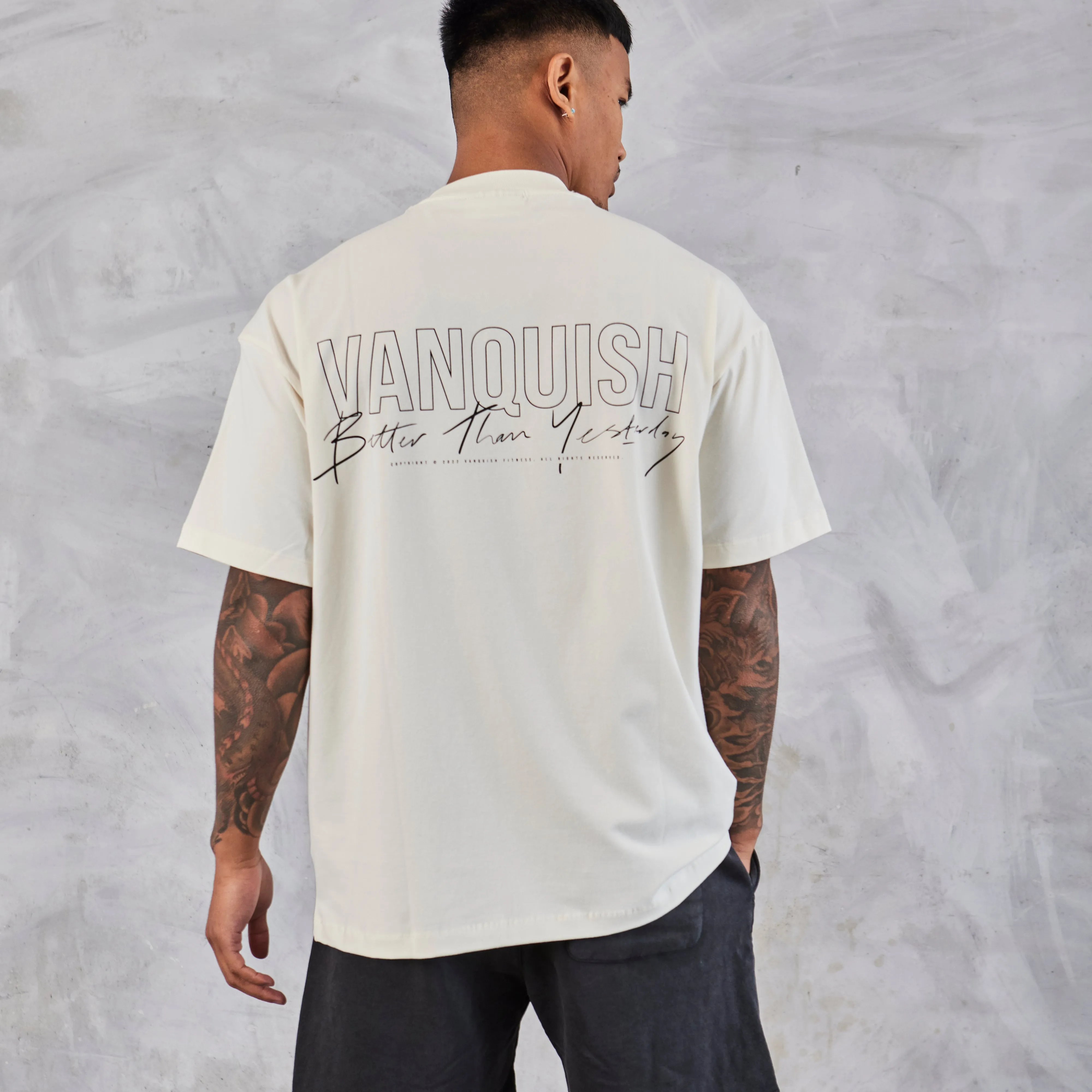 Vanquish Copyright Vintage White Boxy Oversized T Shirt