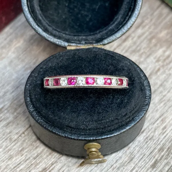 Vintage Ruby & Diamond Eternity Band, Size 7