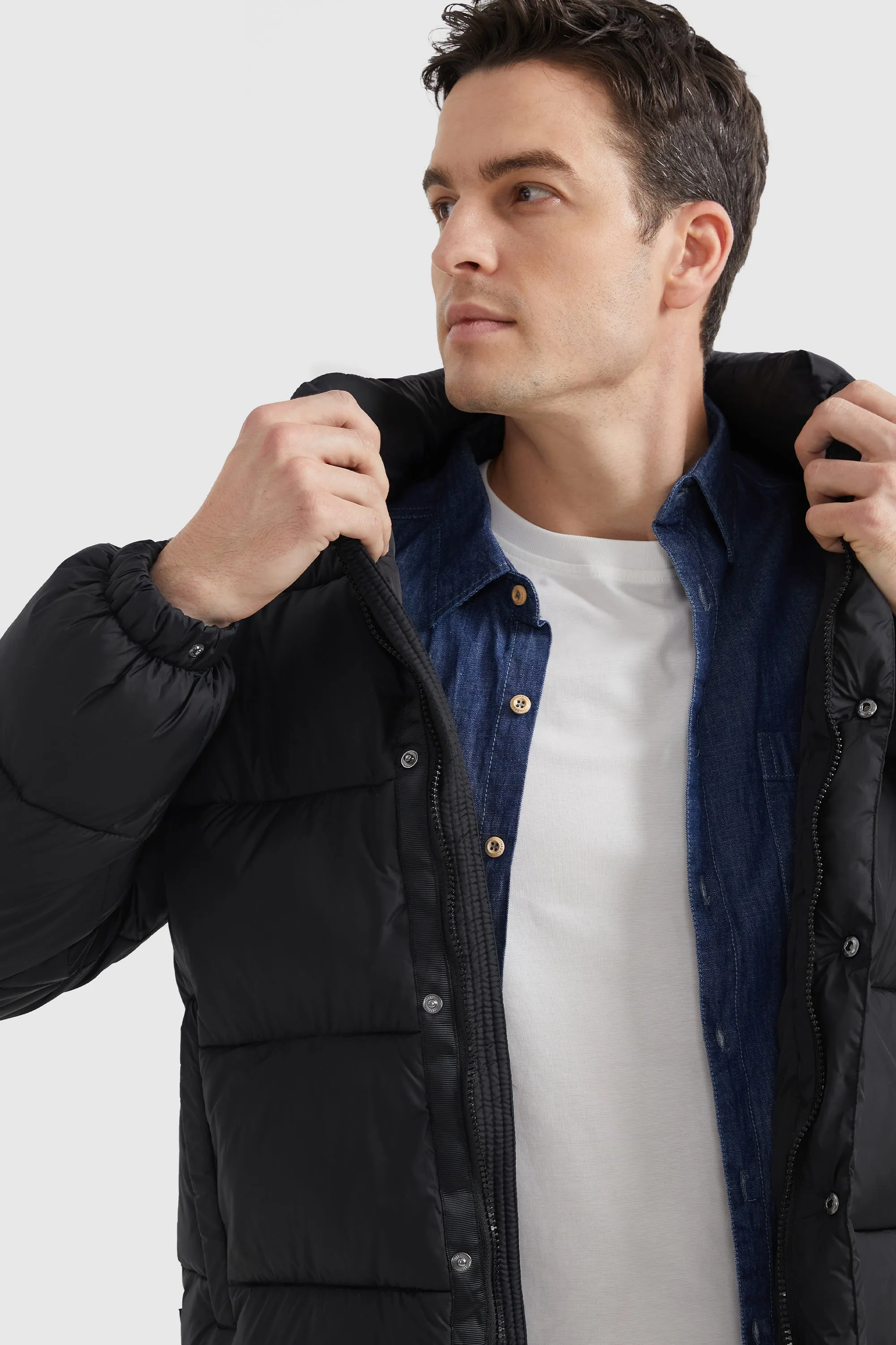 Water Repellent Slant Pocket Thickened Jacket